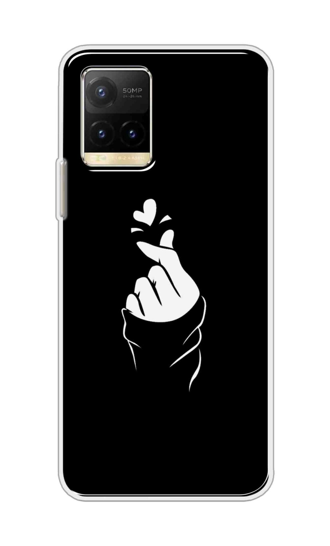 Coberta Back Cover For Vivo Y33T Back Cover Stylish Case - Black Korean Heart Design D11802