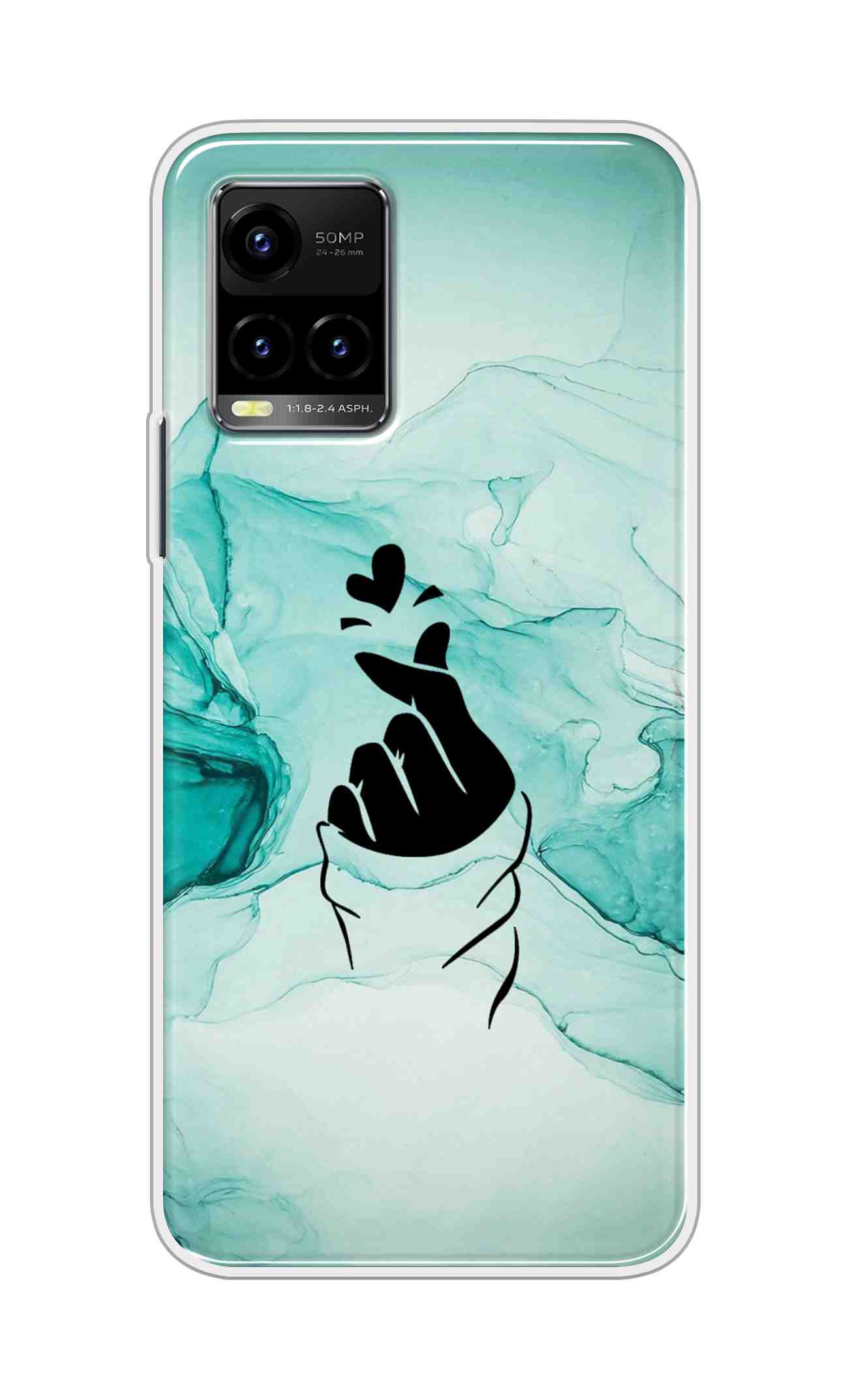Coberta Back Cover For Vivo Y33s Back Cover Stylish Case - Korean Heart on Marble Design D14912