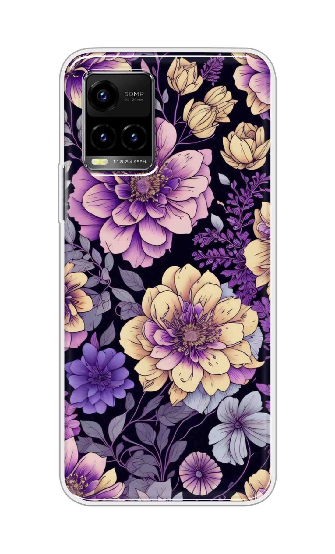 Coberta Back Cover For Vivo Y33s Back Cover Stylish Case - Pink and Yellow Lotus Flowers Design D16263