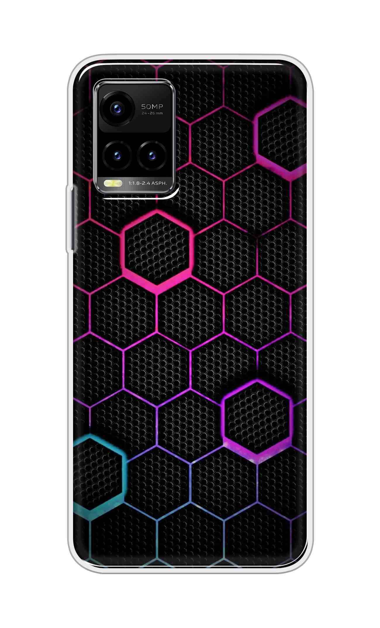 Coberta Back Cover For Vivo Y33s Back Cover Stylish Case - Multicolour Hexogan Pattern Design D16451