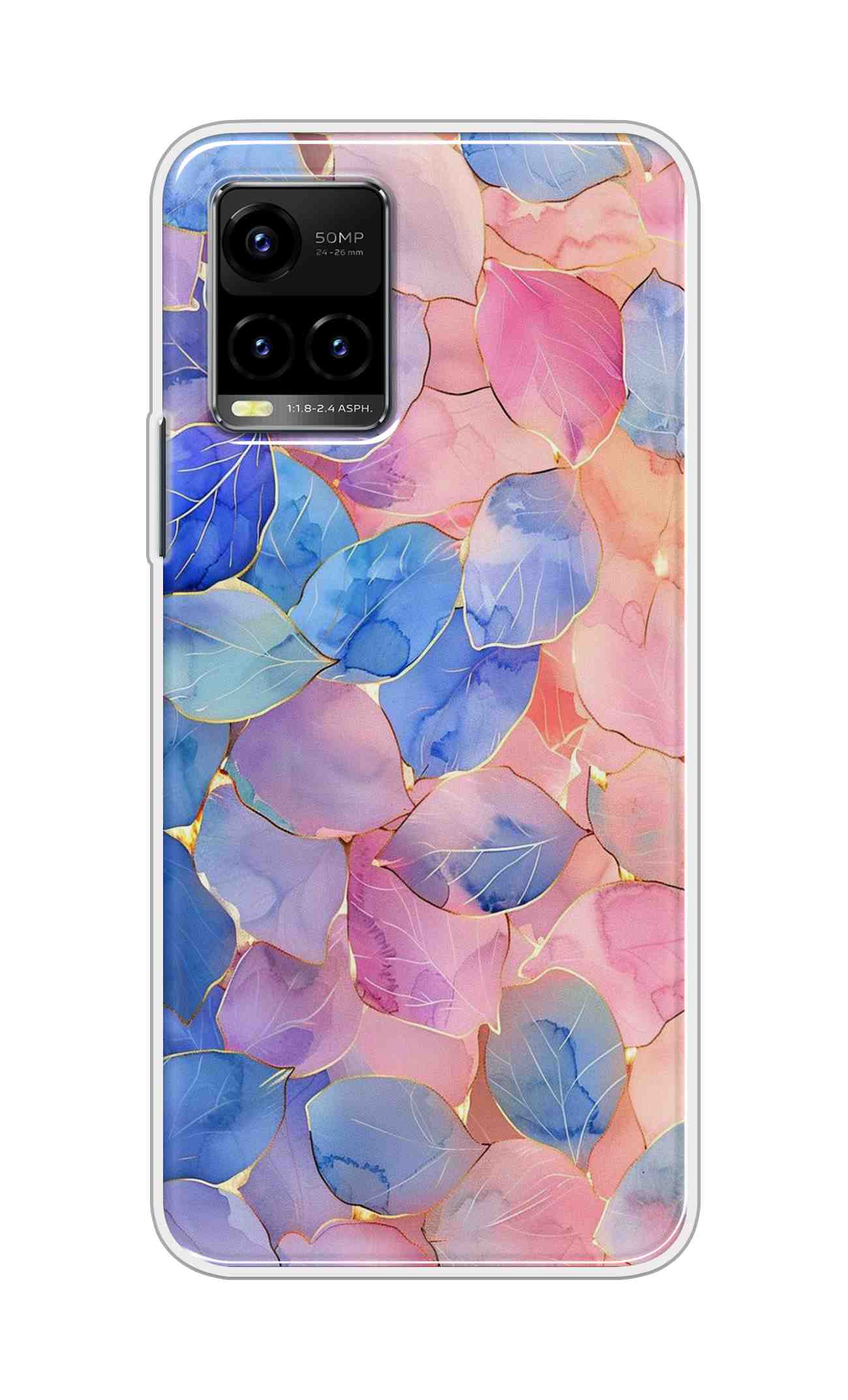 Coberta Back Cover For Vivo Y33s Back Cover Stylish Case - Multicolour Artifical Leaves Design D16491
