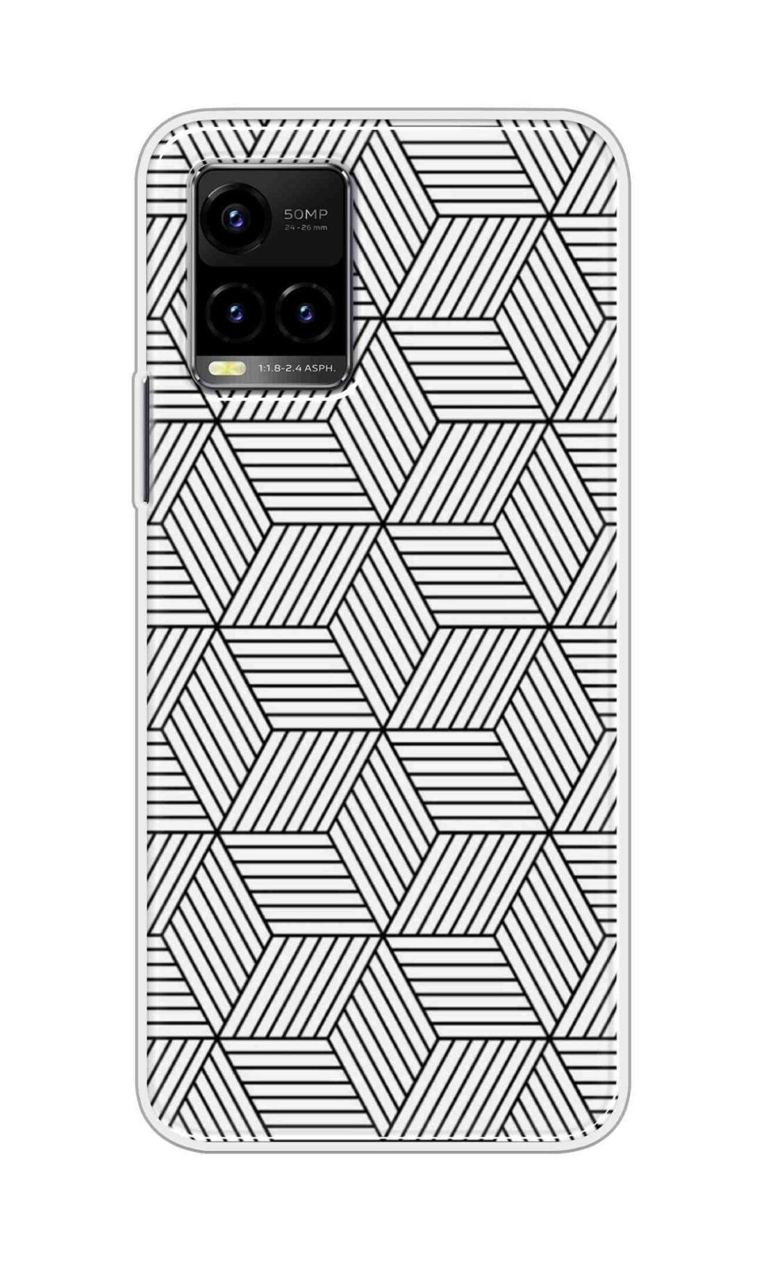 Coberta Back Cover For Vivo Y33s Back Cover Stylish Case - White and Black Zig Zag Design D16586