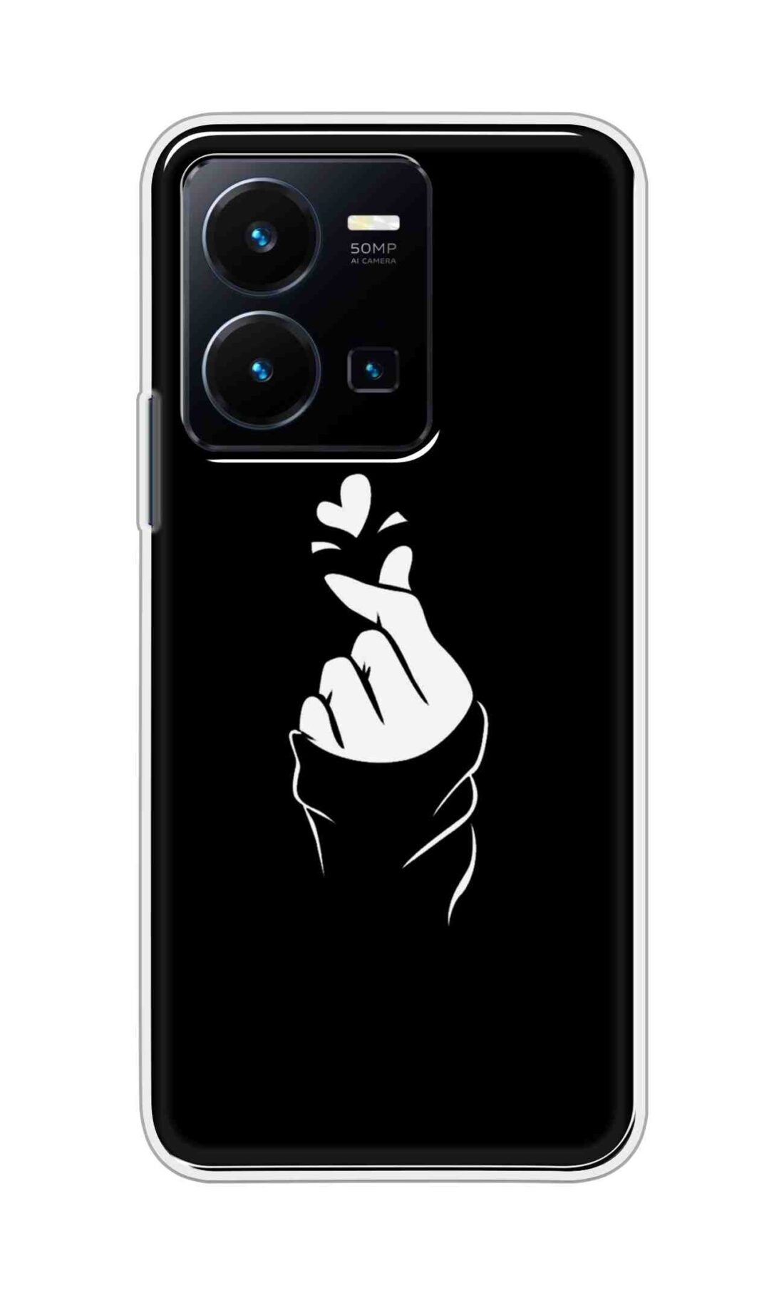 Coberta Back Cover For Vivo Y35 2022 Back Cover Stylish Case - Black Korean Heart Design D11802
