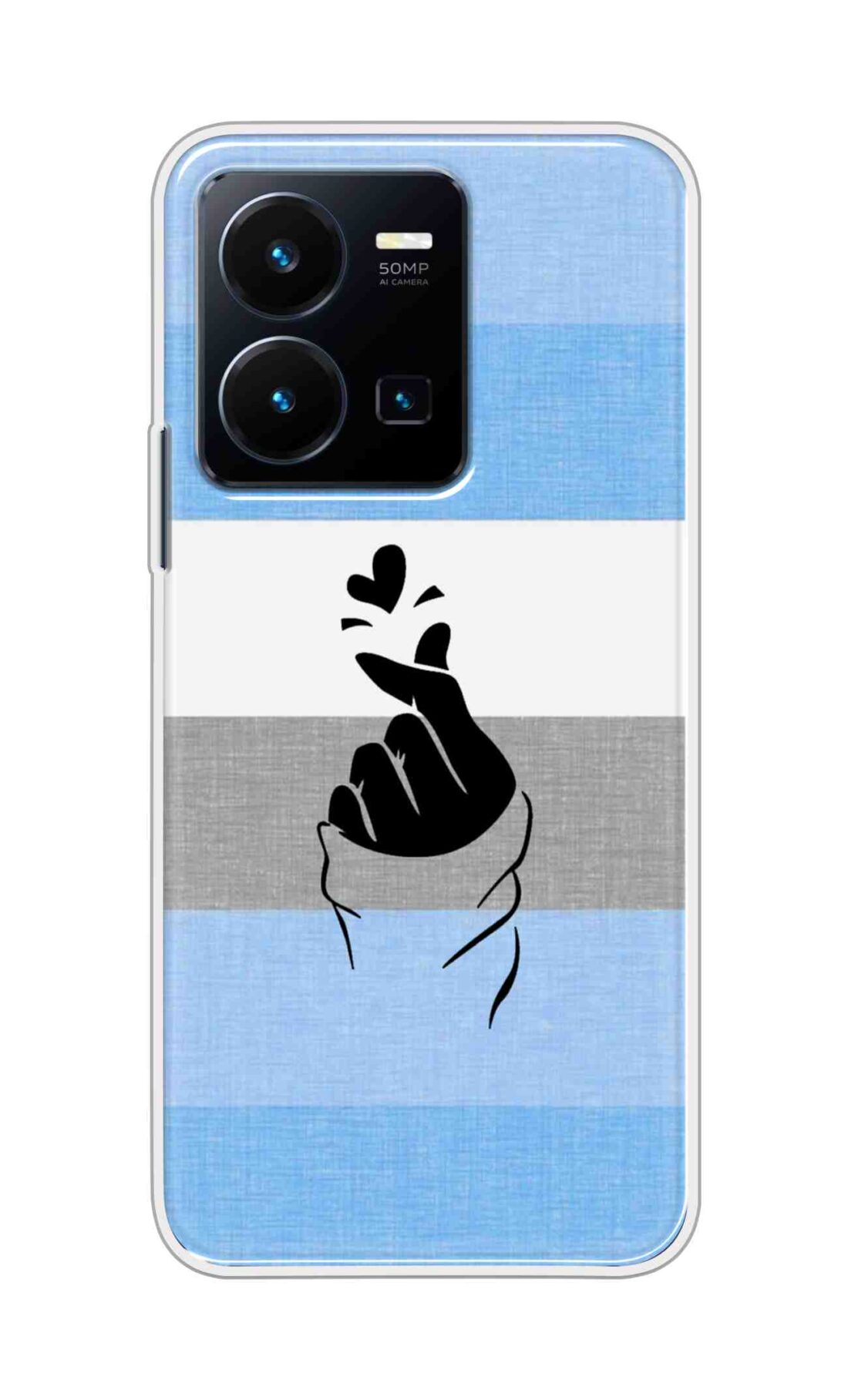 Coberta Back Cover For Vivo Y35 2022 Back Cover Stylish Case - Blue and Grey Korean Heart Design D14909