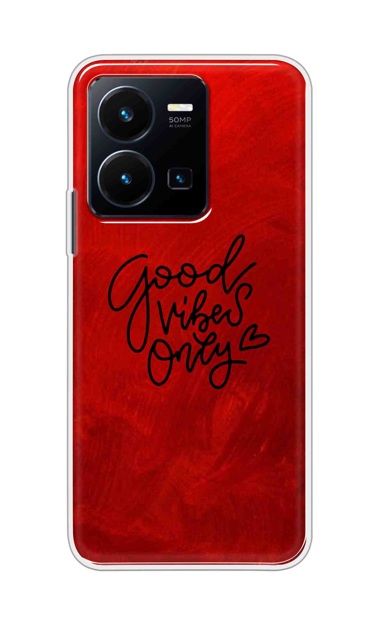 Coberta Back Cover For Vivo Y35 2022 Back Cover Stylish Case - Good Vibes Only in Red Design D16507