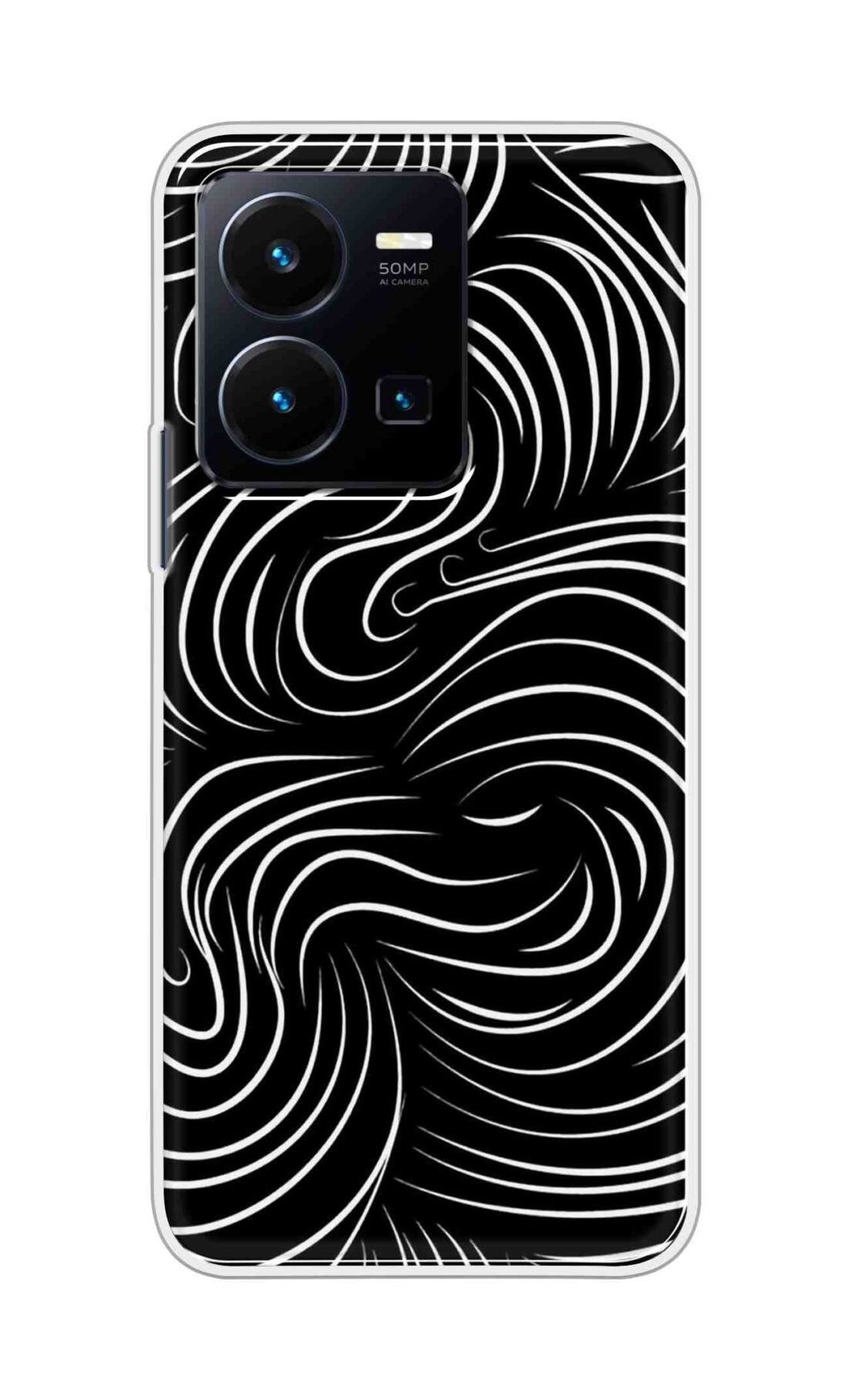 Coberta Back Cover For Vivo Y35 2022 Back Cover Stylish Case - White Curves Design D16552