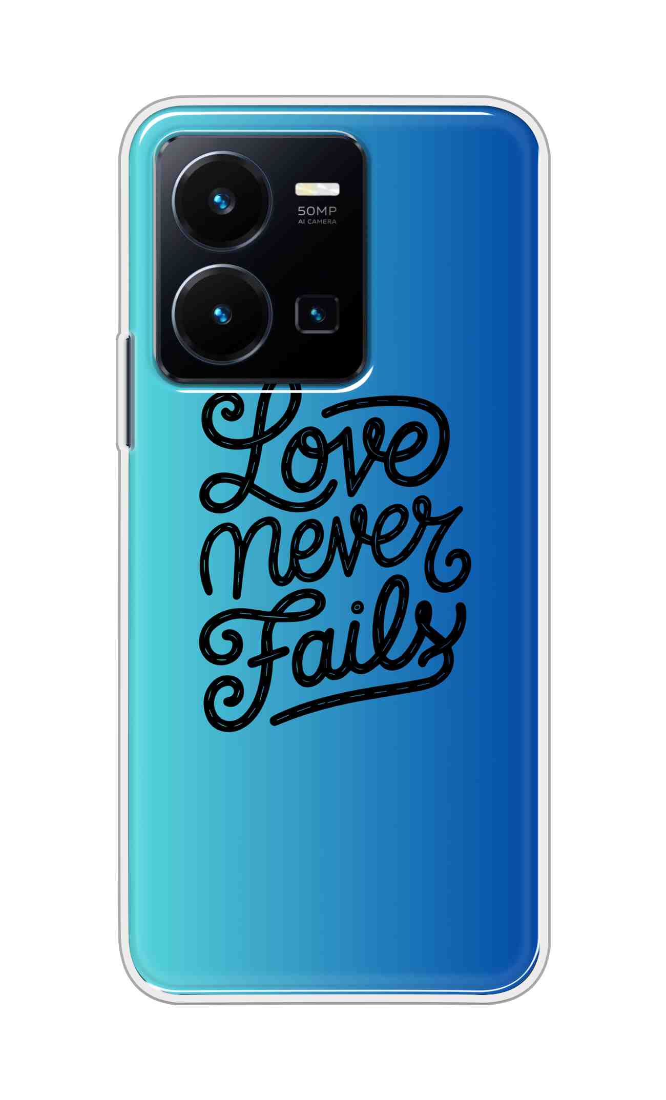 Coberta Back Cover For Vivo Y35 2022 Back Cover Stylish Case - Love Never Fails in Blue Design D16643