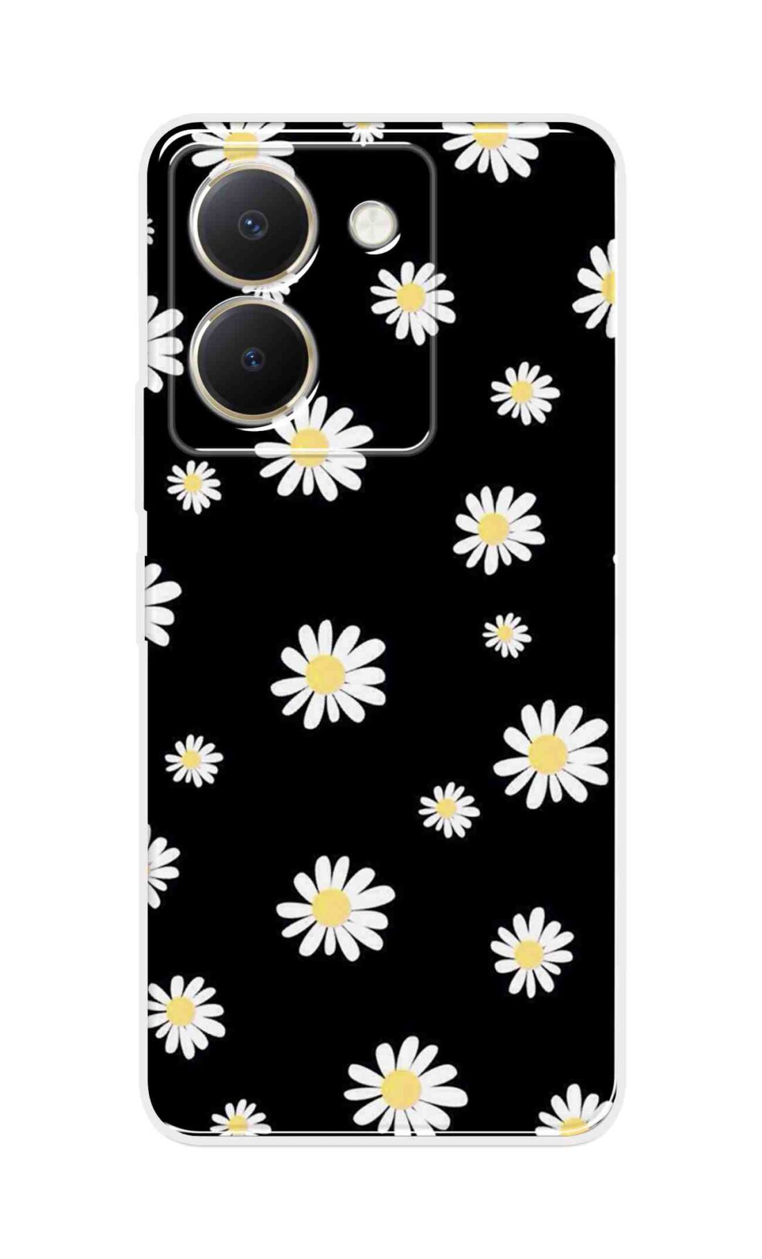 Coberta Back Cover For Vivo Y36 Back Cover Stylish Case - Sun Flowers in Black Design D11094