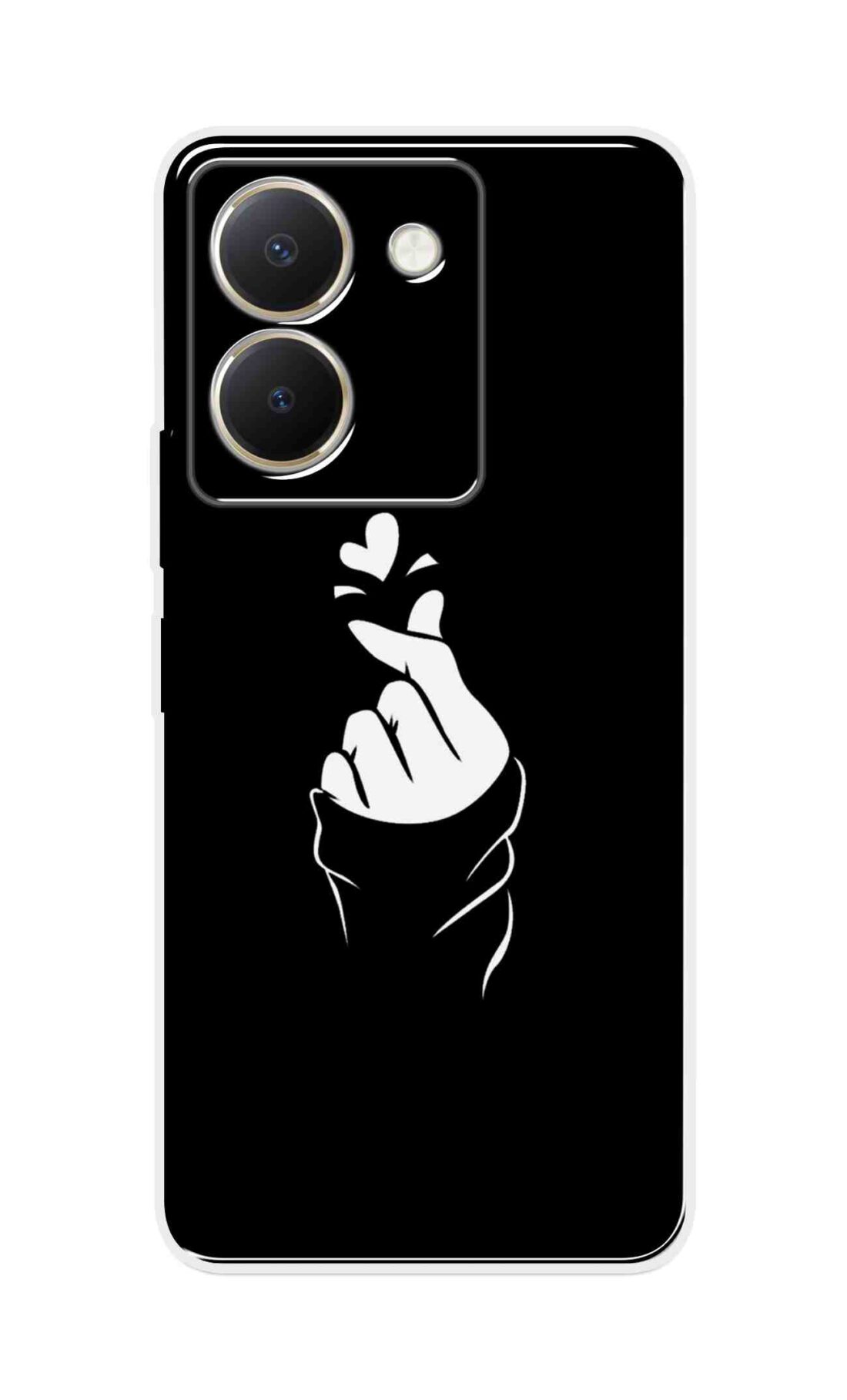 Coberta Back Cover For Vivo Y36 Back Cover Stylish Case - Black Korean Heart Design D11802