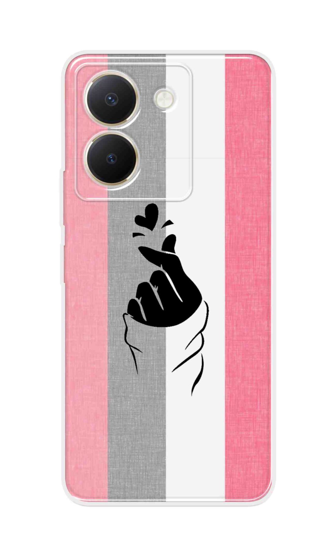 Coberta Back Cover For Vivo Y36 Back Cover Stylish Case - Pink and Grey Korean Heart Design D11894