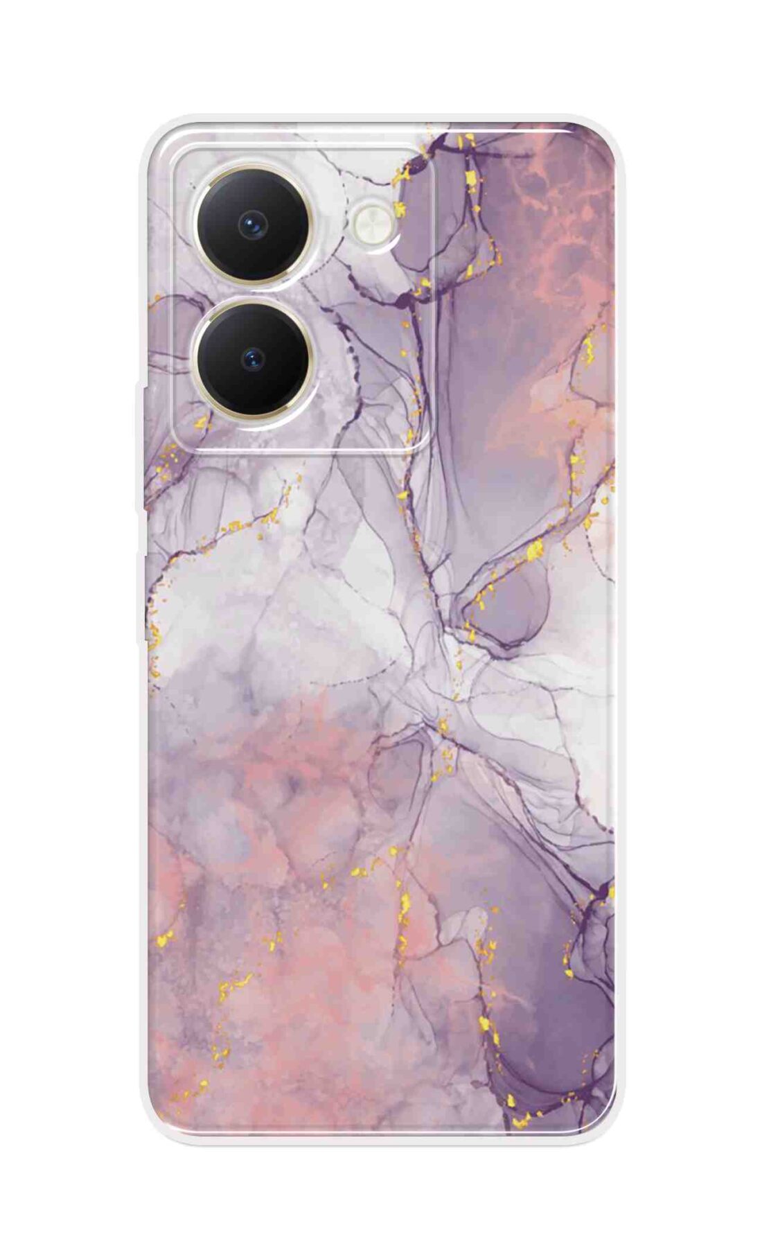 Coberta Back Cover For Vivo Y36 Back Cover Stylish Case - Light Marble with Golden Design D16162