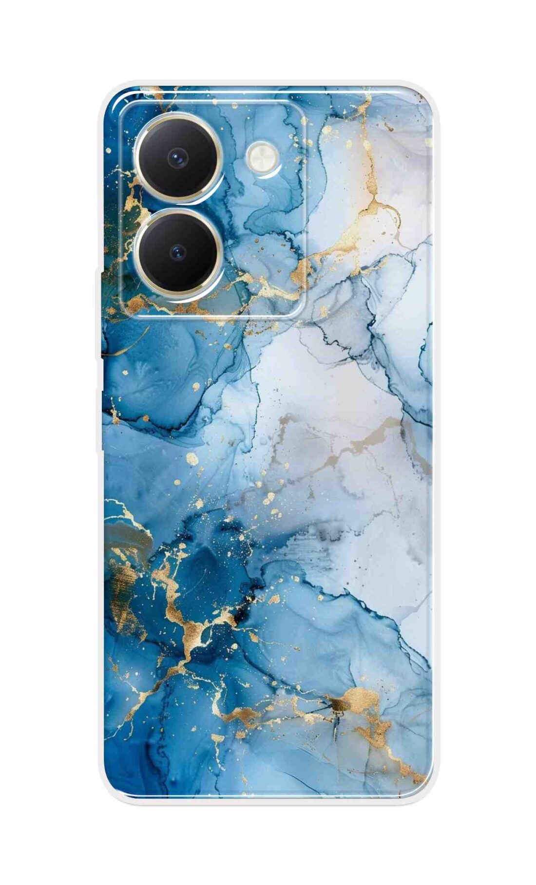 Coberta Back Cover For Vivo Y36 Back Cover Stylish Case - Light Blue and Golden Marble Design D16481