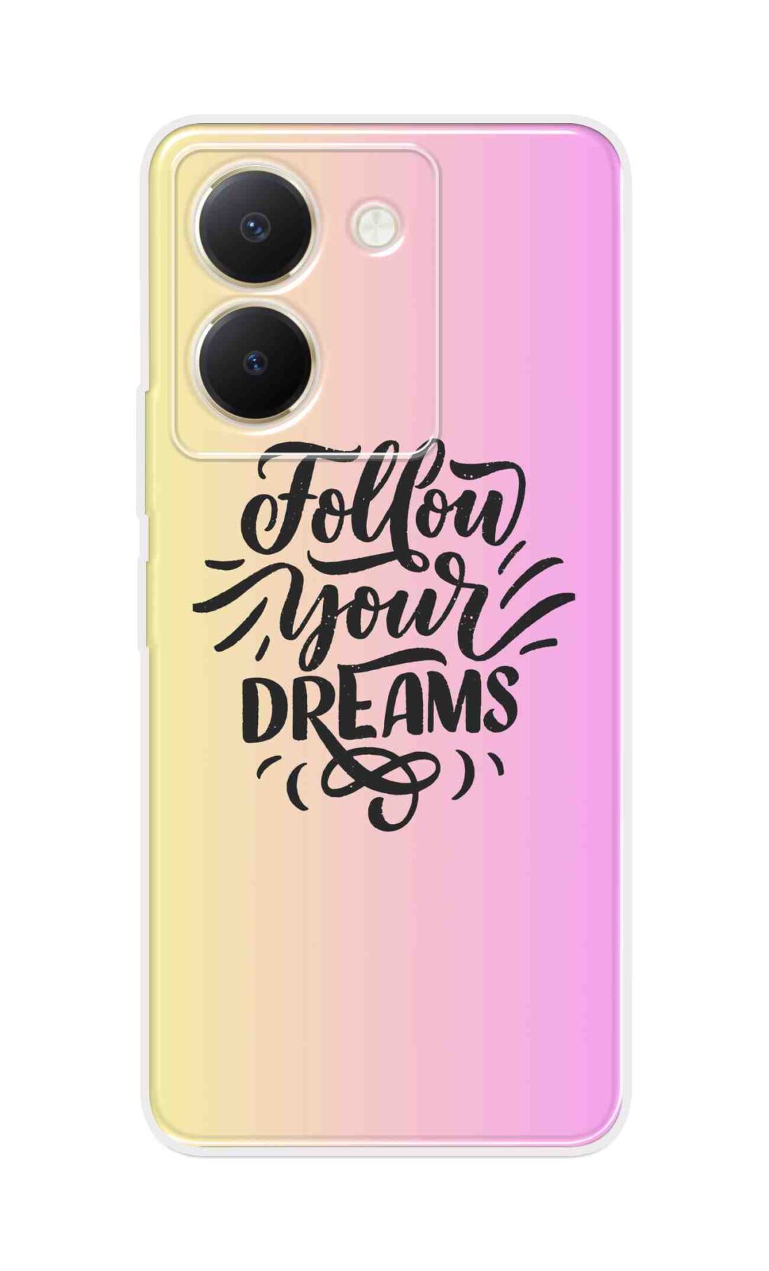 Coberta Back Cover For Vivo Y36 Back Cover Stylish Case - Follow Your Dreams In Pink And Yellow Design D16499