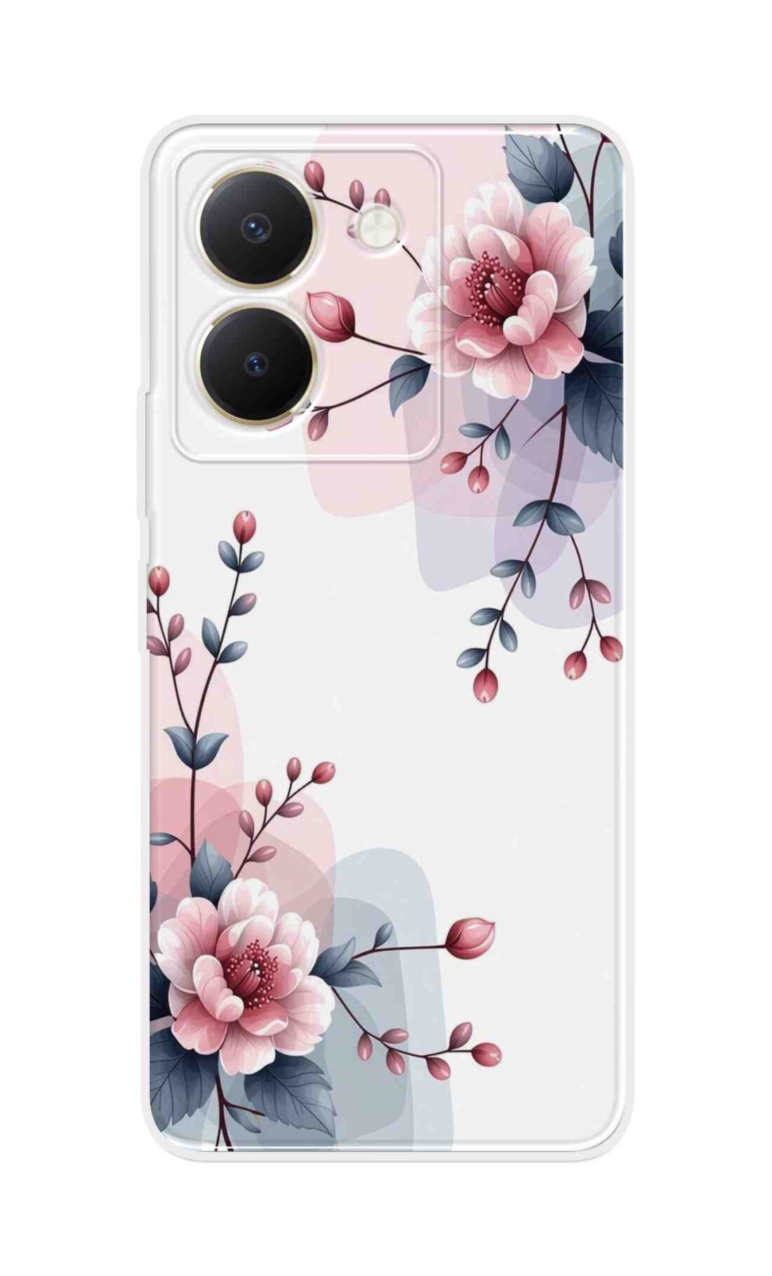 Coberta Back Cover For Vivo Y36 Back Cover Stylish Case - Pink Flowers and Leaves Design Design D16510