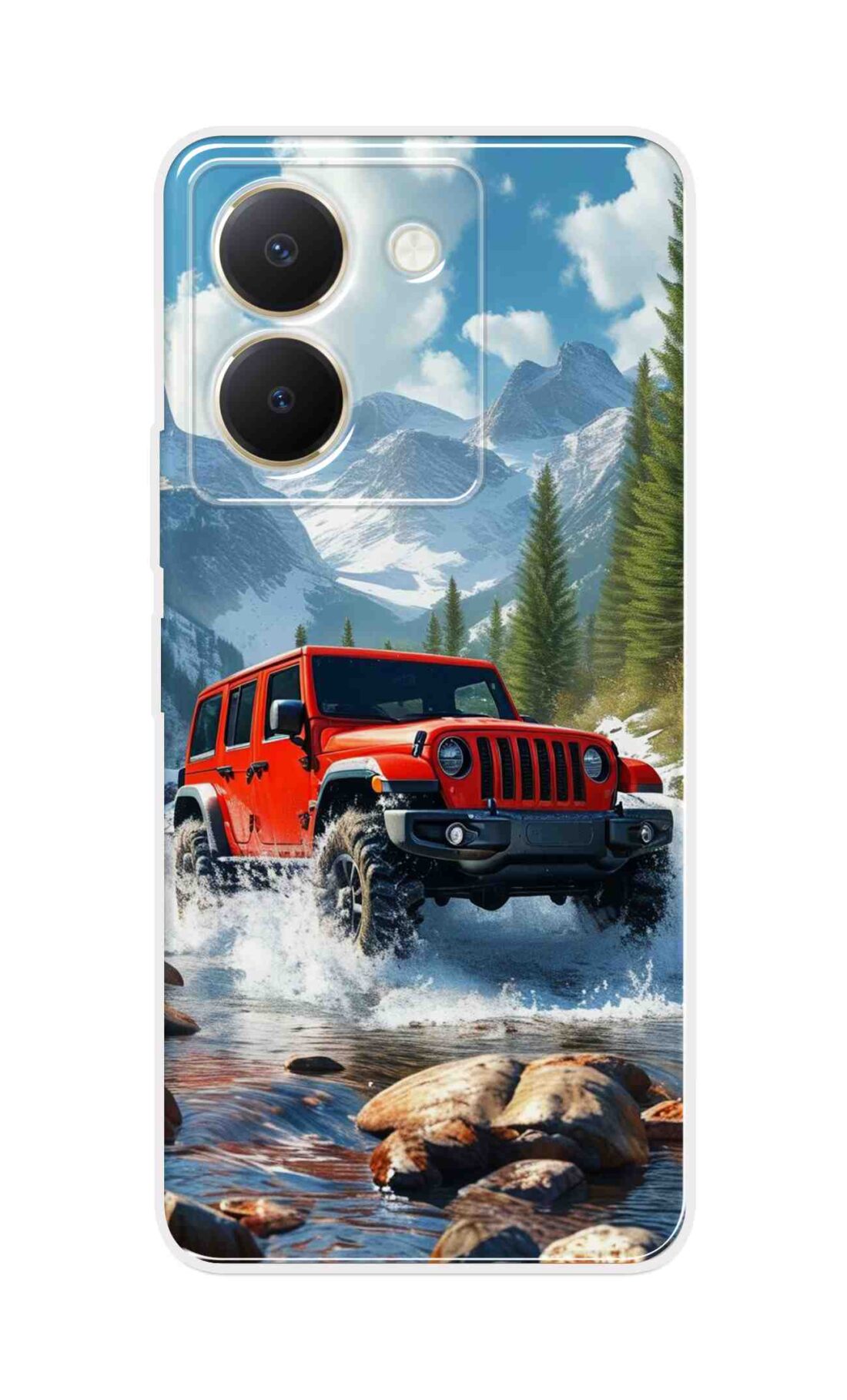 Coberta Back Cover For Vivo Y36 Back Cover Stylish Case - Red Car in Nature Design D16513