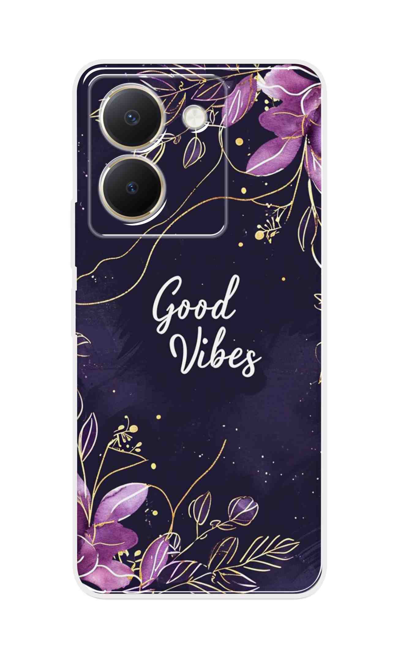 Coberta Back Cover For Vivo Y36 Back Cover Stylish Case - Good Vibes in Flowers Design D16517