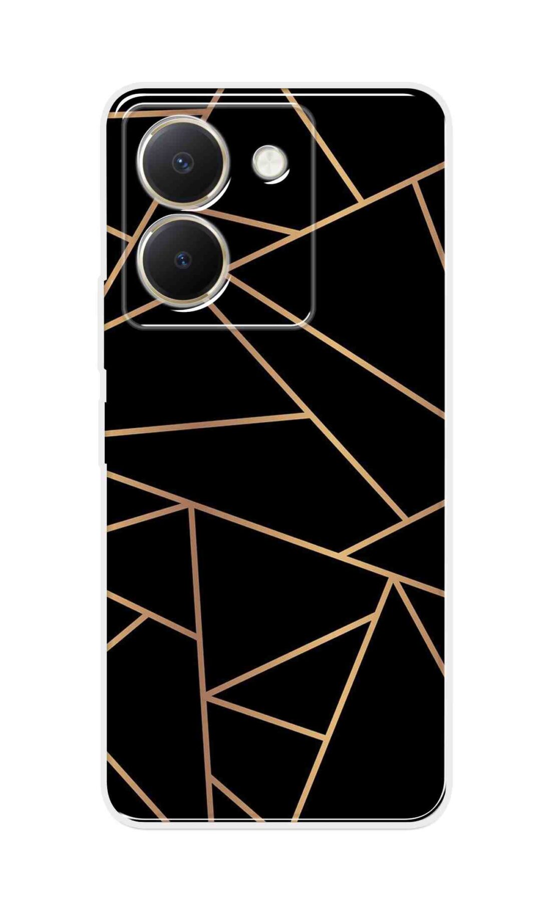 Coberta Back Cover For Vivo Y36 Back Cover Stylish Case - Golden Zig Zag Pattern in Black Design D16519
