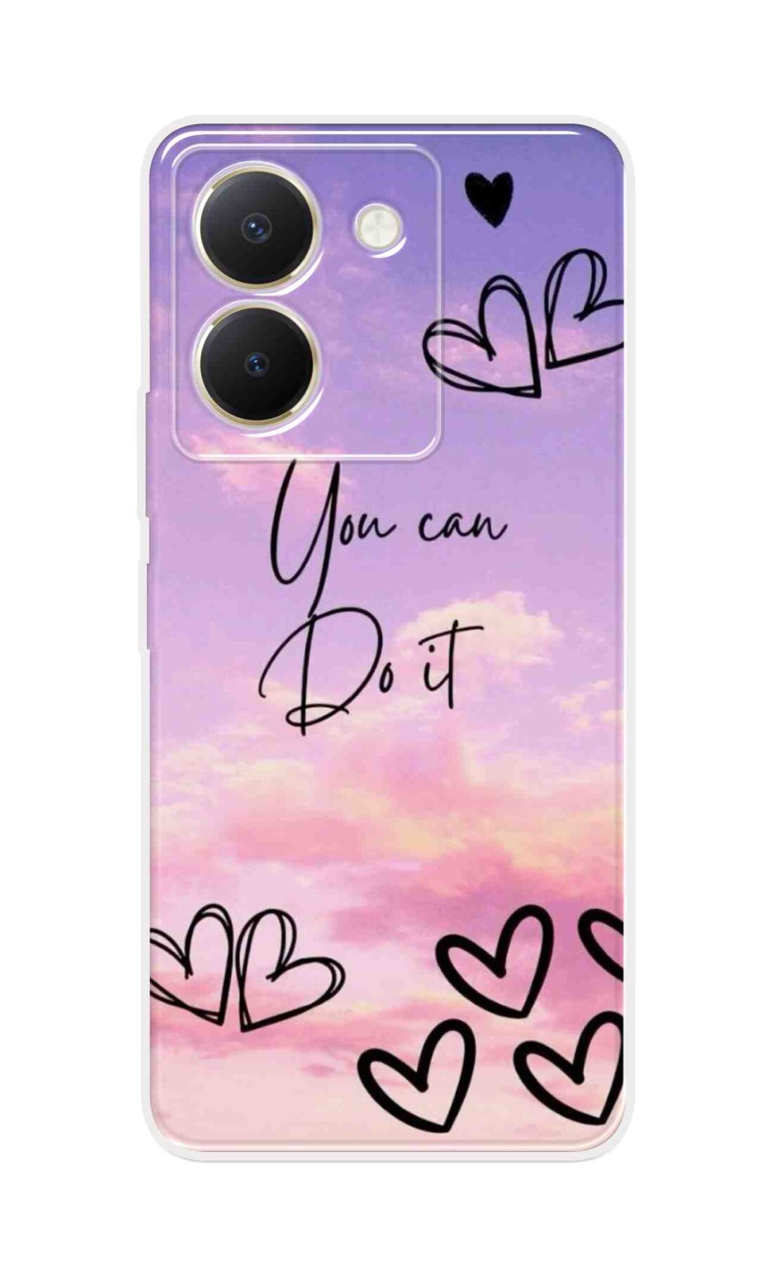 Coberta Back Cover For Vivo Y36 Back Cover Stylish Case - You Can Do It and Hearts Design D16539