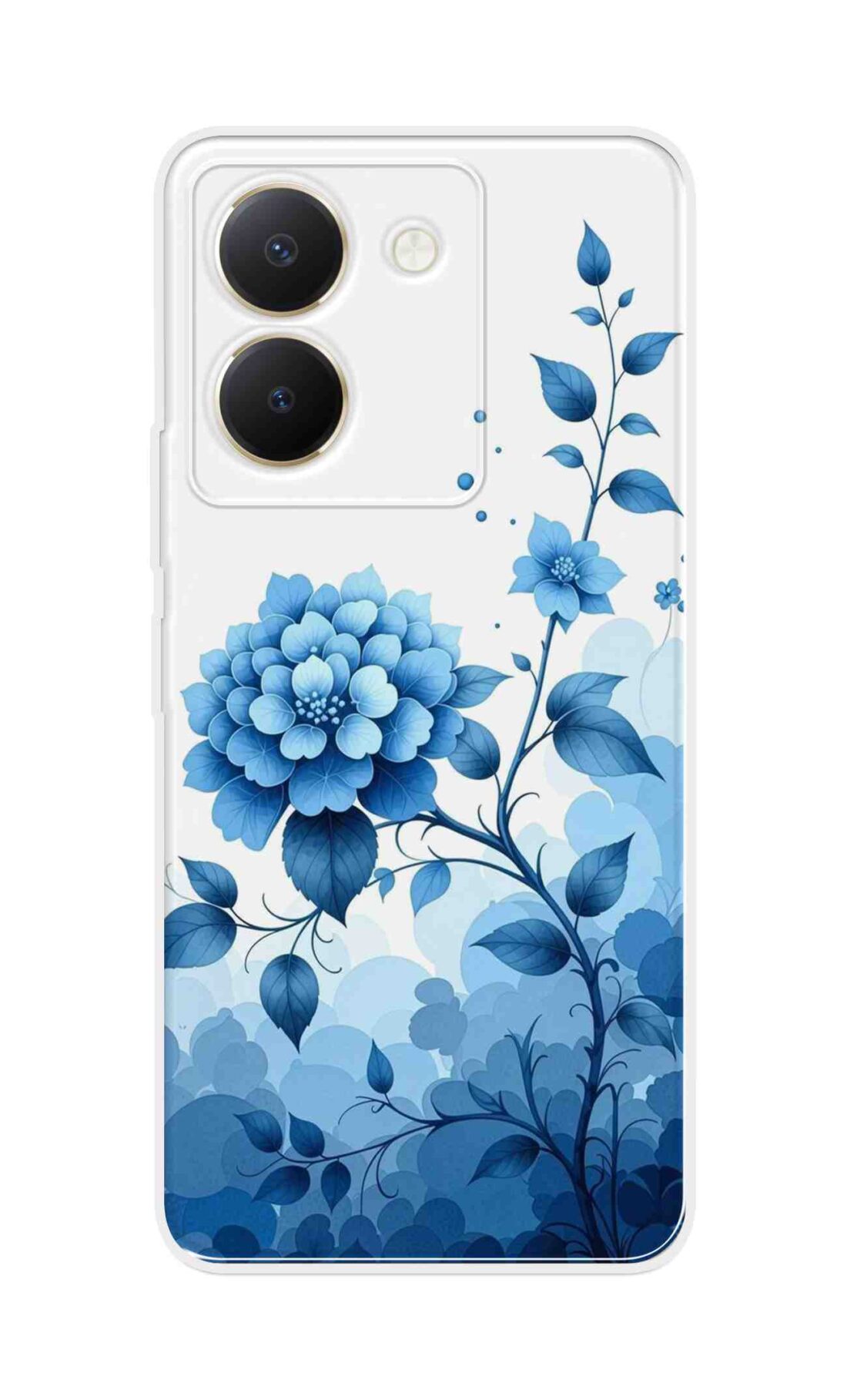 Coberta Back Cover For Vivo Y36 Back Cover Stylish Case - Blue Flowers in White Design D16644