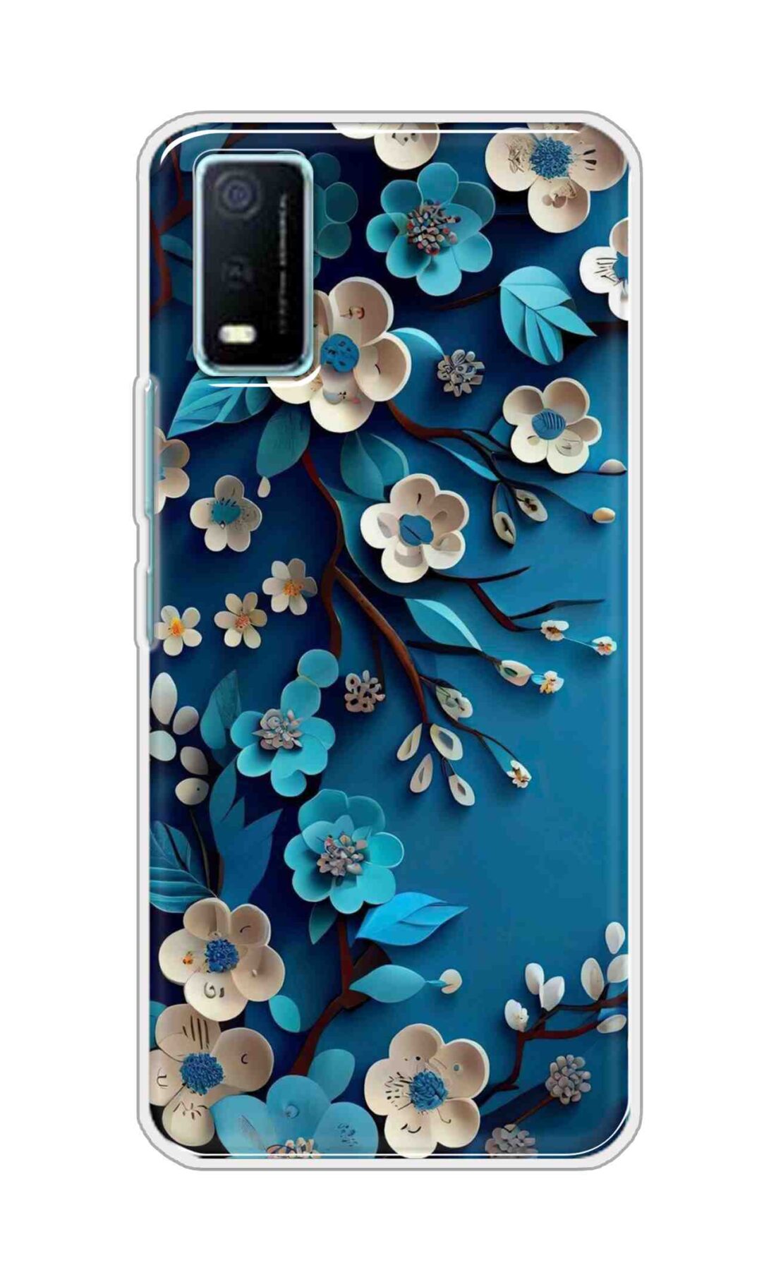 Coberta Back Cover For Vivo Y3s Back Cover Stylish Case - Blue and White Flowers Design D16551