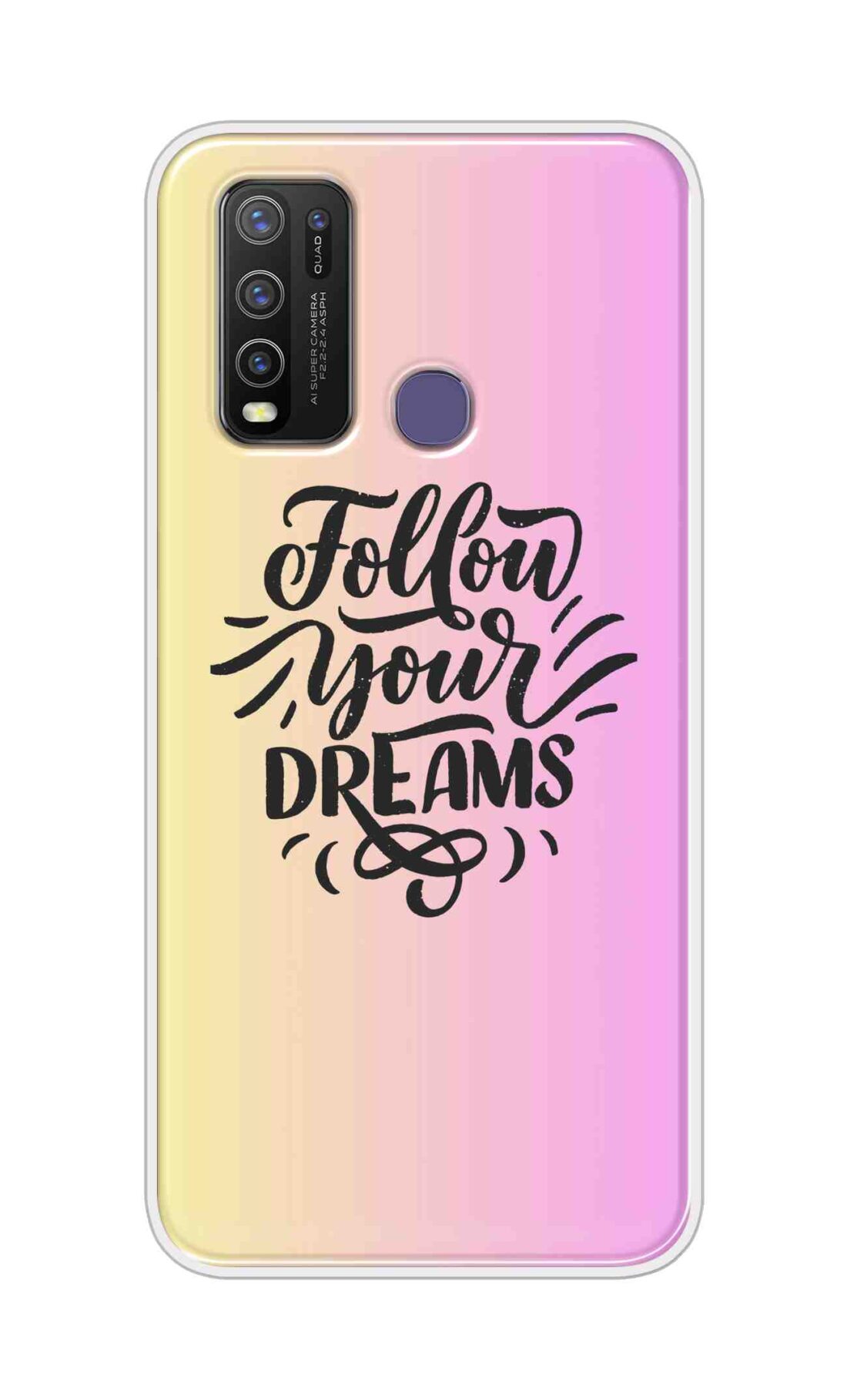 Coberta Back Cover For Vivo Y50 Back Cover Stylish Case - Follow Your Dreams In Pink And Yellow Design D16499