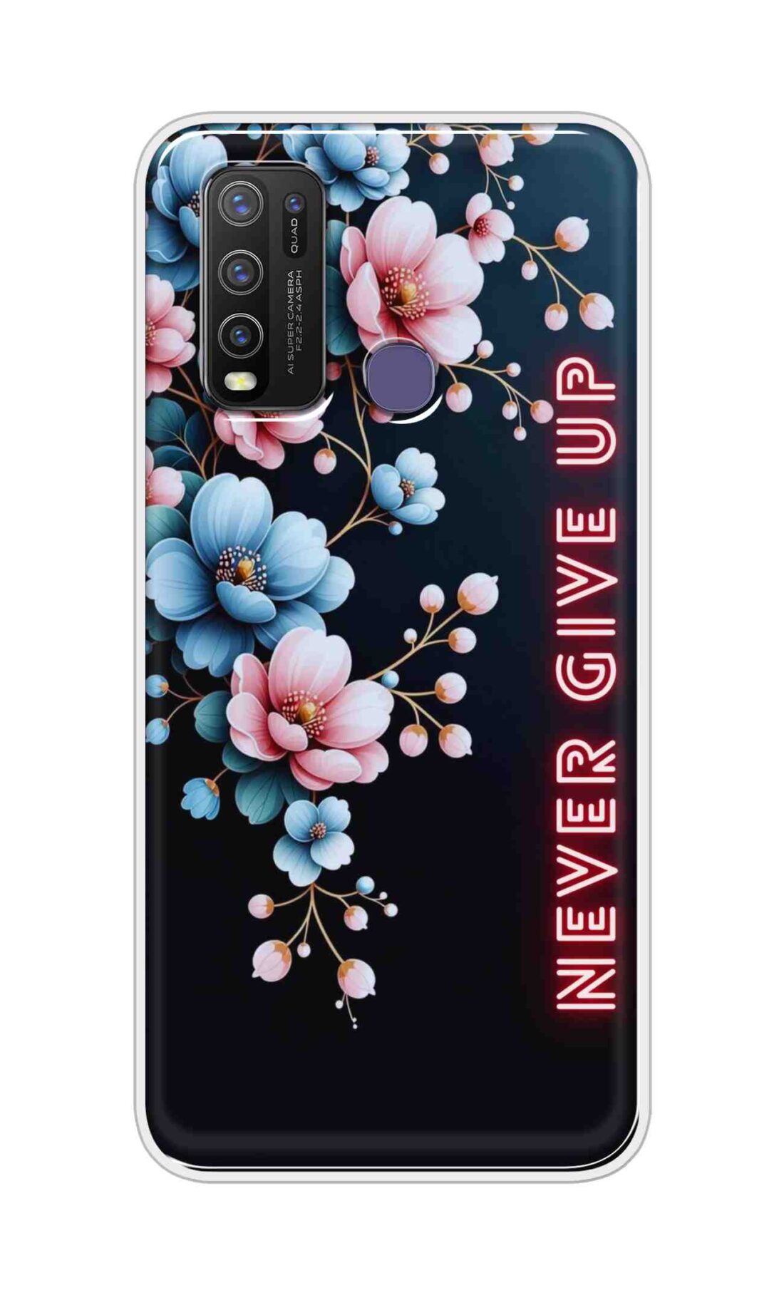 Coberta Back Cover For Vivo Y50 Back Cover Stylish Case - Never Give Up with Flowers Design D16500