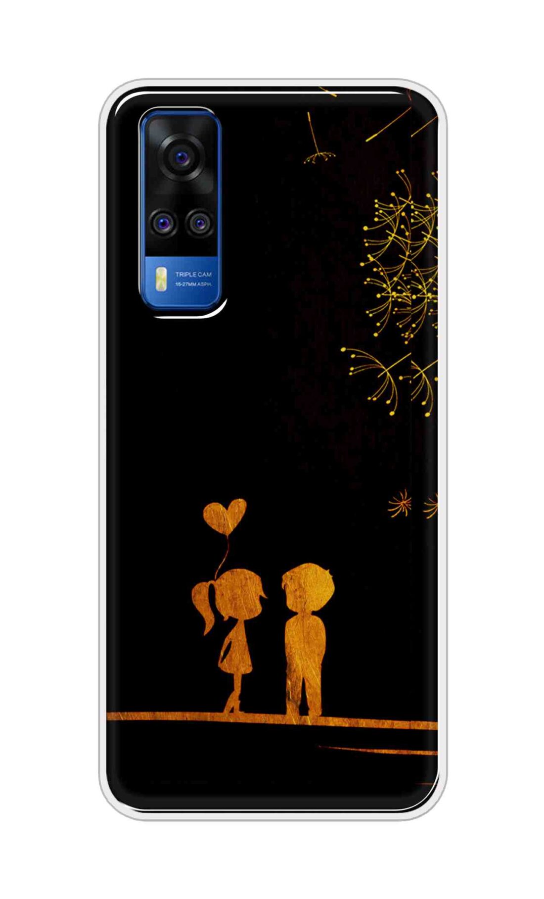 Coberta Back Cover For Vivo Y51 2020 Back Cover Stylish Case - Girl and Boy Love in Black Design D11017