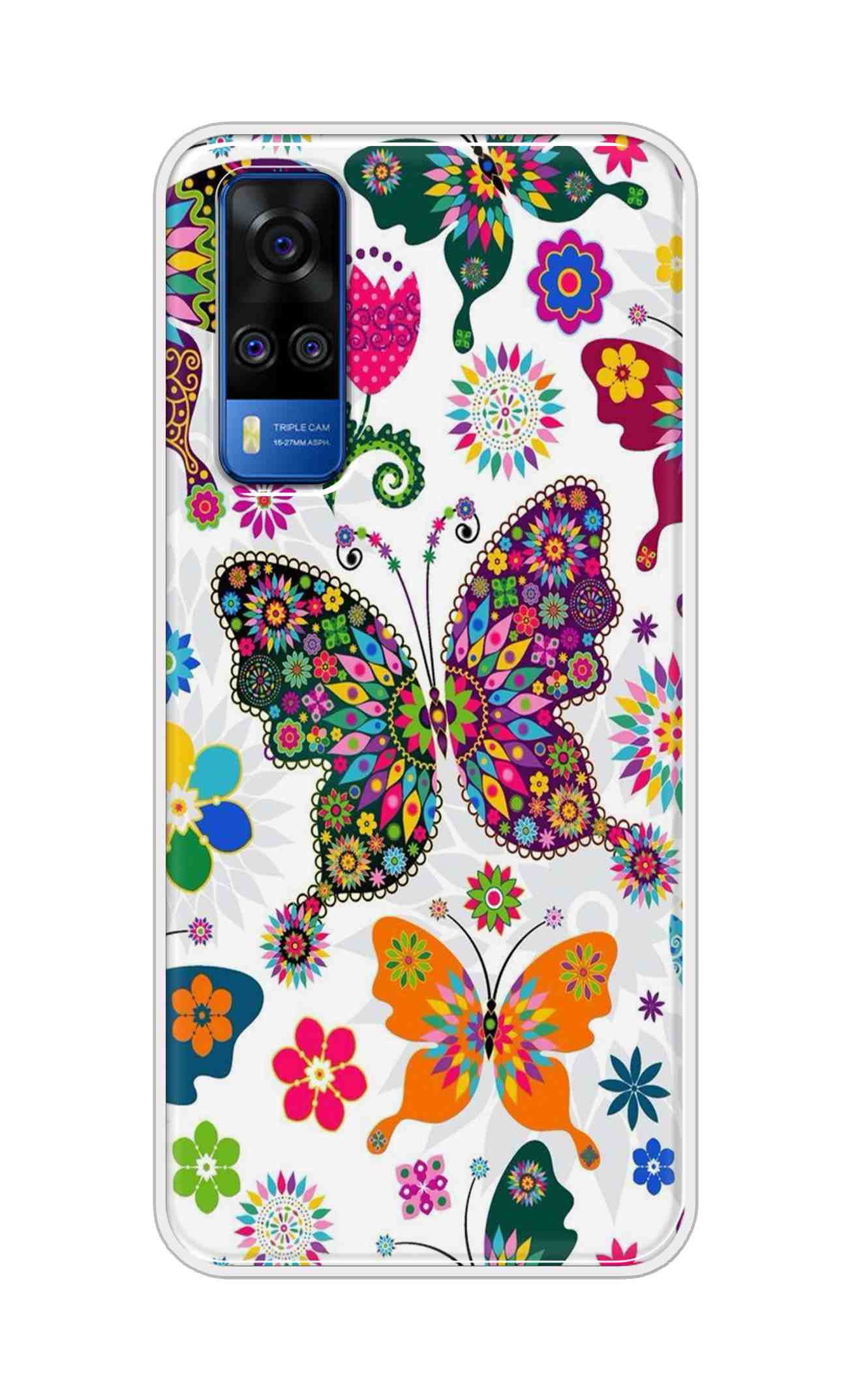 Coberta Back Cover For Vivo Y51 2020 Back Cover Stylish Case - Colourful Butterflyes Design D11038