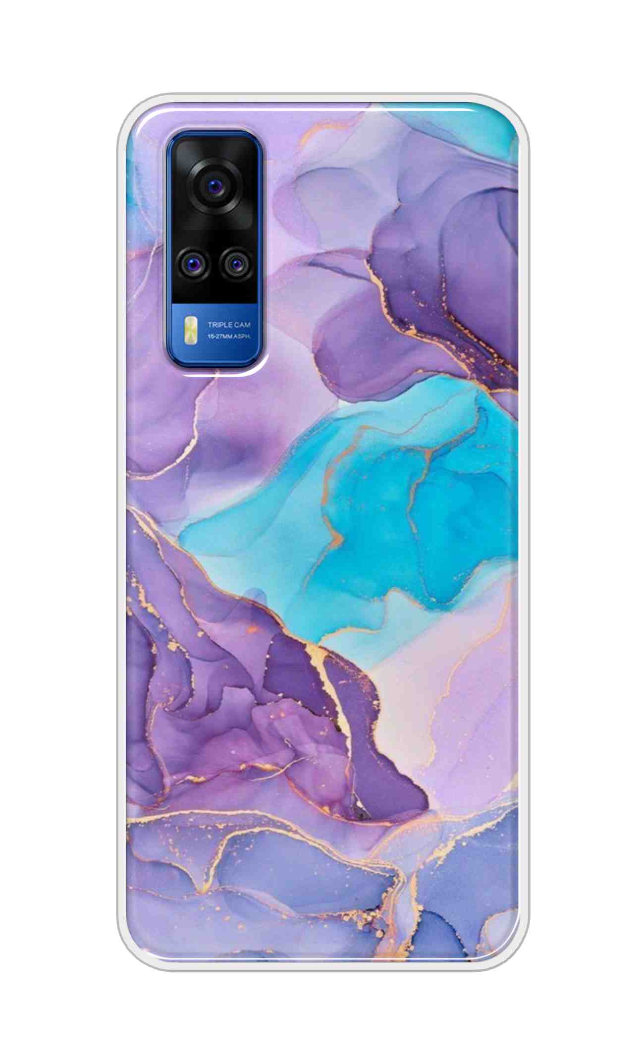Coberta Back Cover For Vivo Y51 2020 Back Cover Stylish Case - Purple and Blue Marble Design D16216