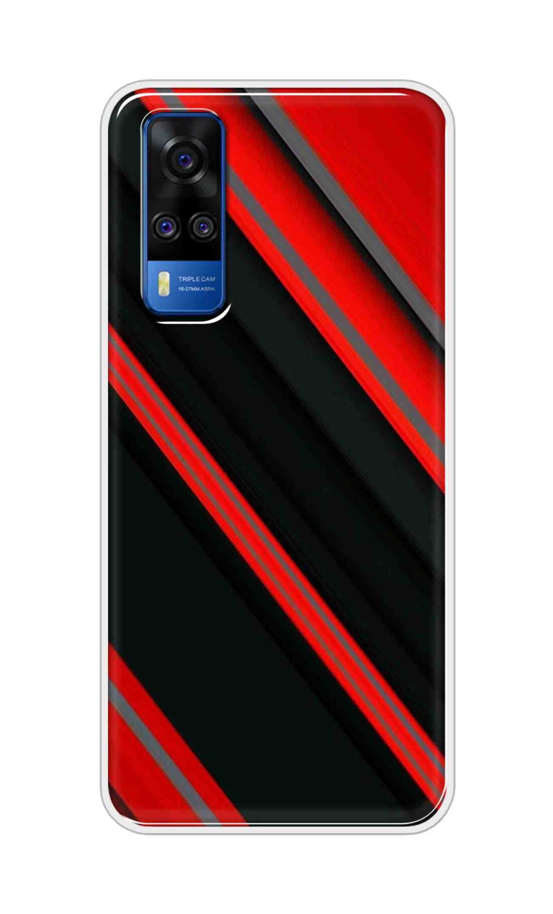 Coberta Back Cover For Vivo Y51 2020 Back Cover Stylish Case - Red and Black 3D Pattern Design D16461