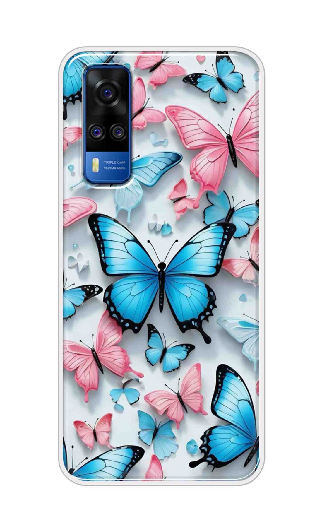 Coberta Back Cover For Vivo Y51 2020 Back Cover Stylish Case - Blue and Pink Butterflyes Design D16568
