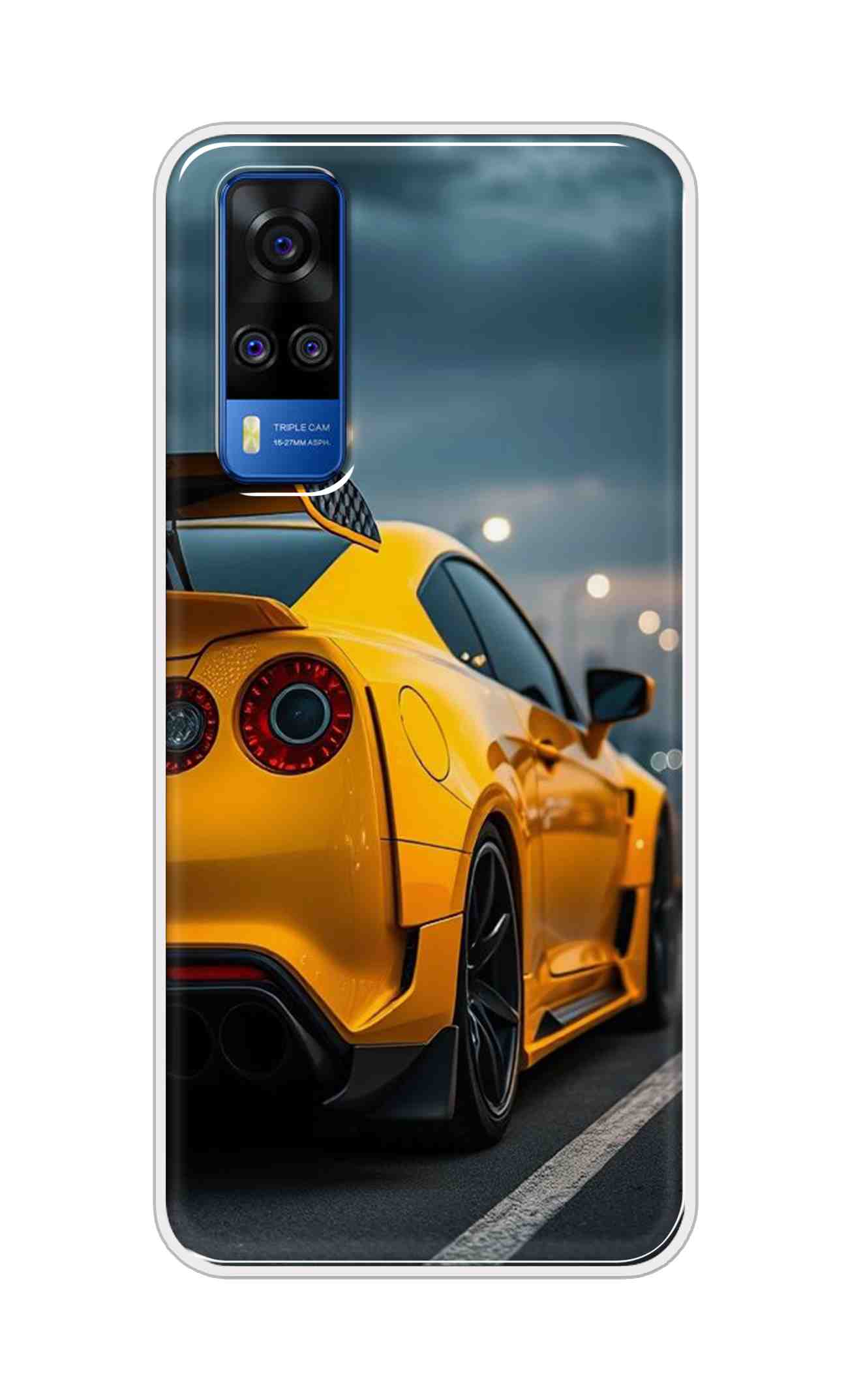 Coberta Back Cover For Vivo Y51 2020 Back Cover Stylish Case - Orange Modern Car Design D16626