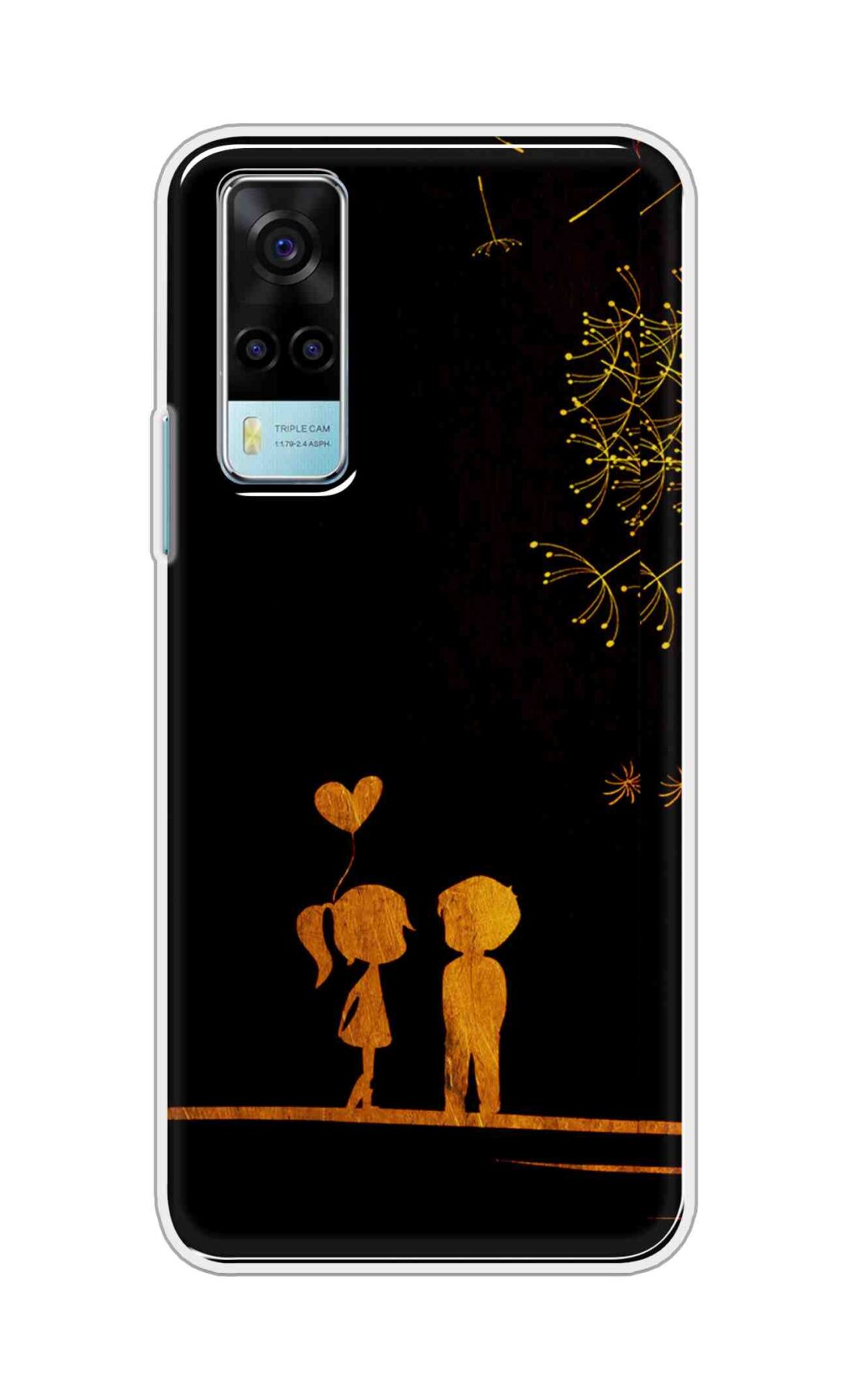 Coberta Back Cover For Vivo Y53s Back Cover Stylish Case - Girl and Boy Love in Black Design D11017