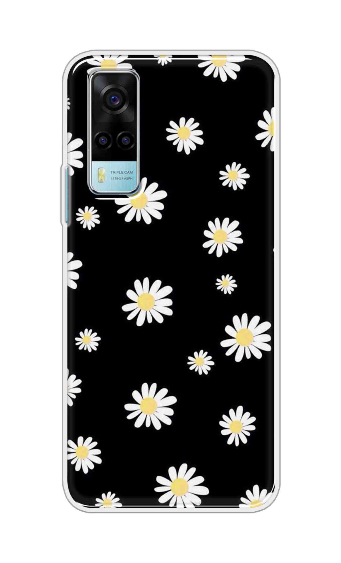 Coberta Back Cover For Vivo Y53s Back Cover Stylish Case - Sun Flowers in Black Design D11094