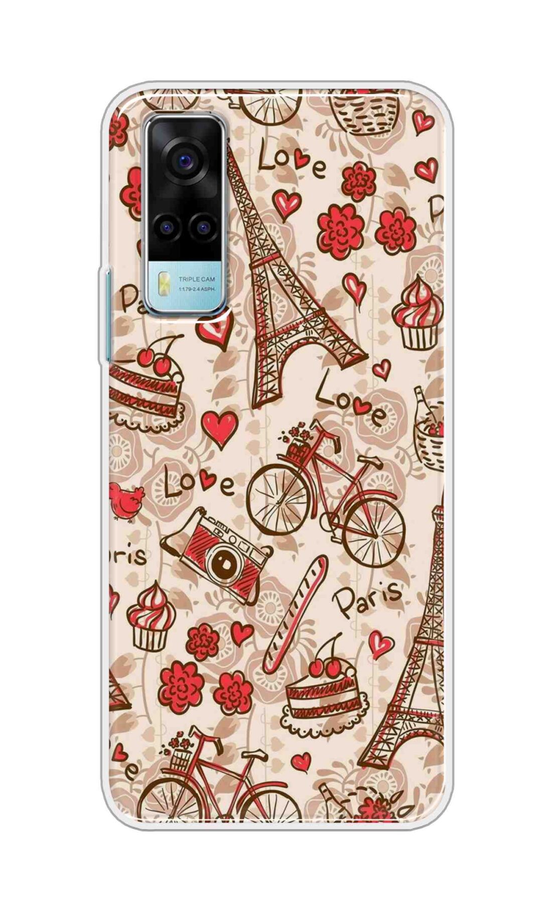 Coberta Back Cover For Vivo Y53s Back Cover Stylish Case - Paris and Love Text Pattern D11626