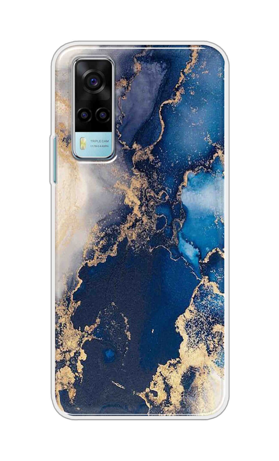 Coberta Back Cover For Vivo Y53s Back Cover Stylish Case - White and Dark Blue Marble Design D16177