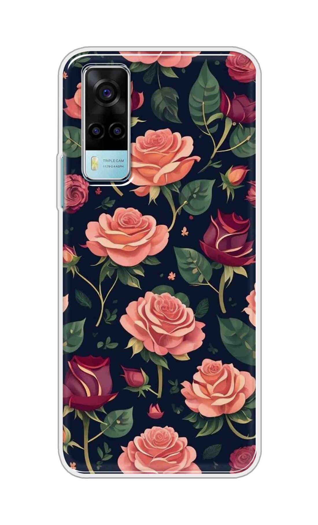 Coberta Back Cover For Vivo Y53s Back Cover Stylish Case - Pink and Red Rose Design D16271
