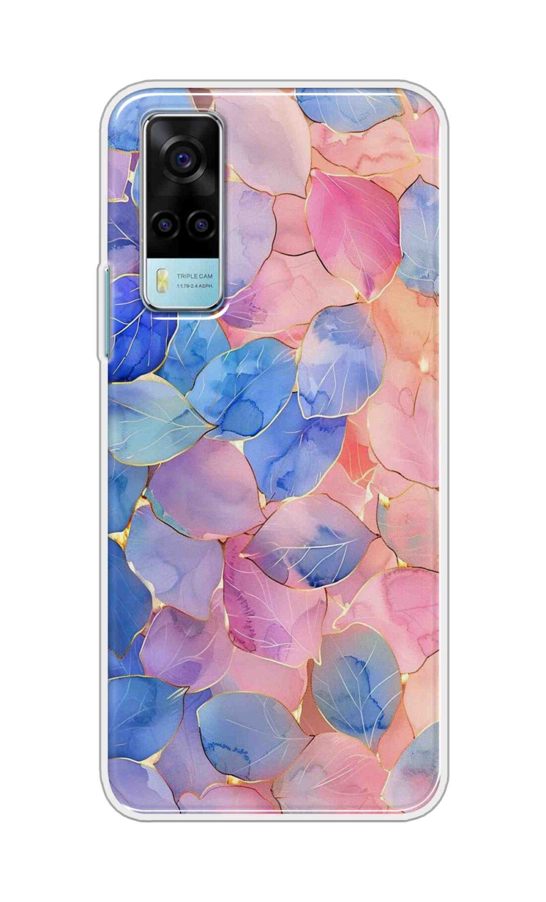 Coberta Back Cover For Vivo Y53s Back Cover Stylish Case - Multicolour Artifical Leaves Design D16491