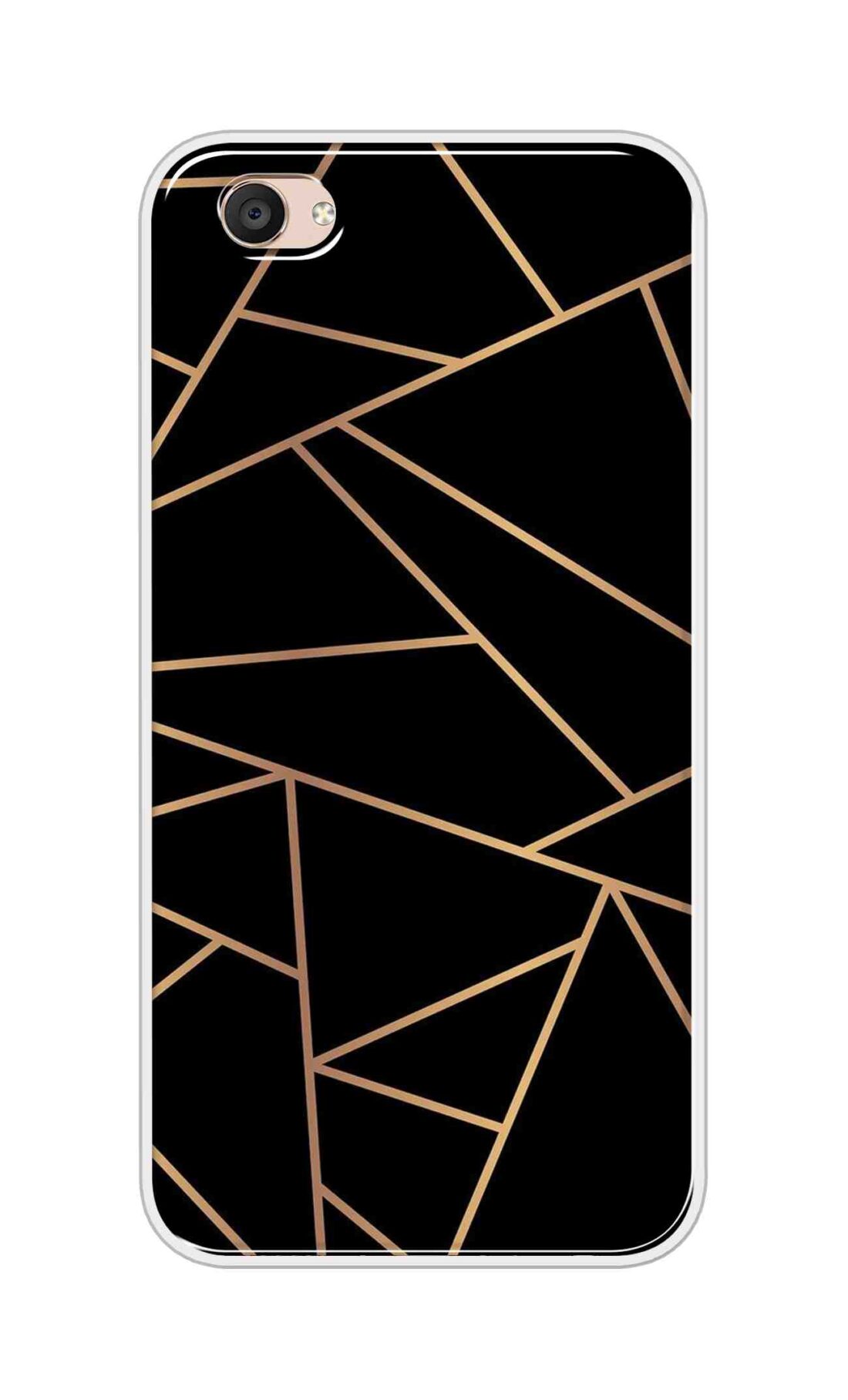 Coberta Back Cover For Vivo Y55 Back Cover Stylish Case - Golden Zig Zag Pattern in Black Design D16519