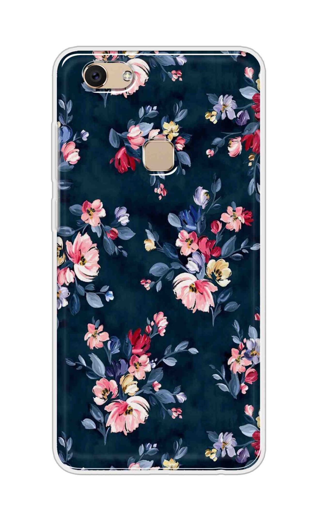 Coberta Back Cover For Vivo Y7 Back Cover Stylish Case - Blue Floral Design D11648