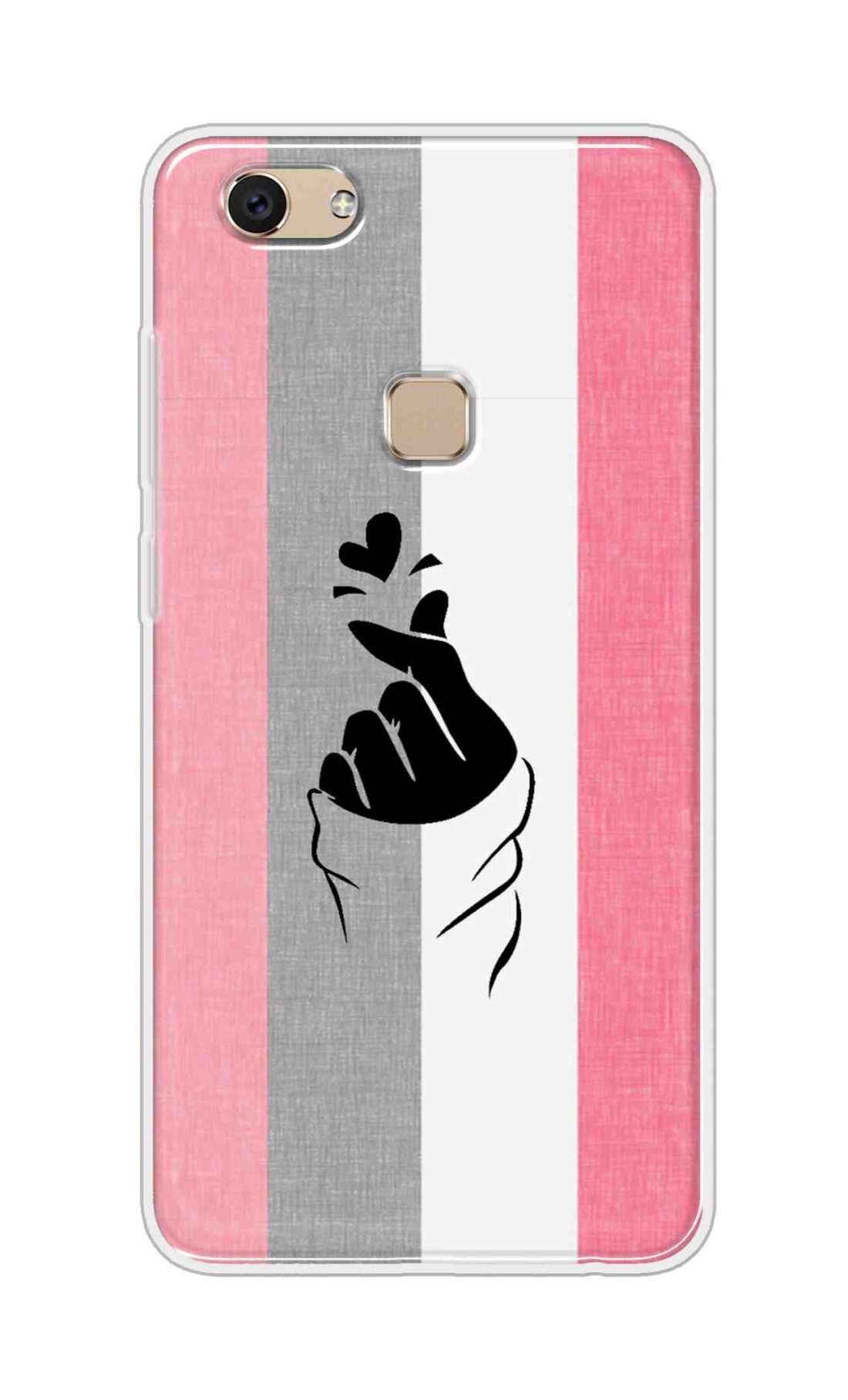 Coberta Back Cover For Vivo Y7 Back Cover Stylish Case - Pink and Grey Korean Heart Design D11894