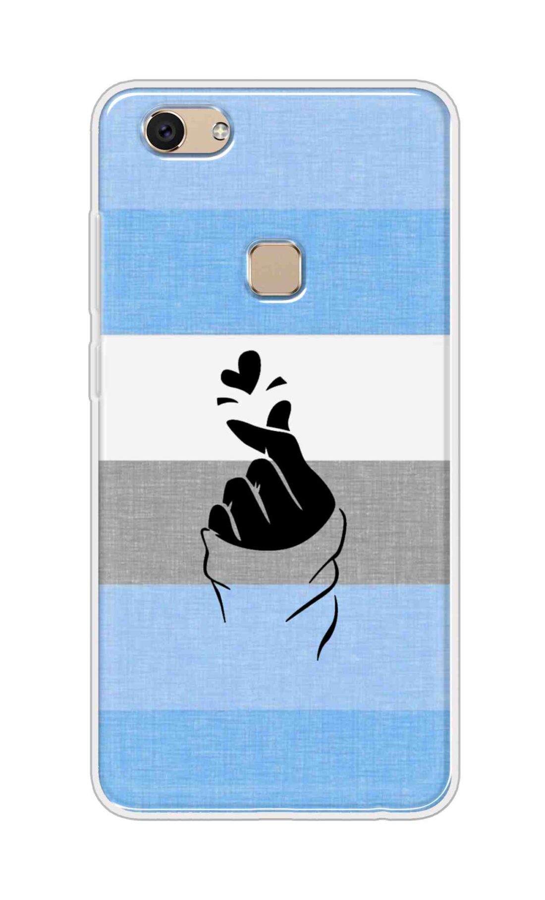 Coberta Back Cover For Vivo Y7 Back Cover Stylish Case - Blue and Grey Korean Heart Design D14909