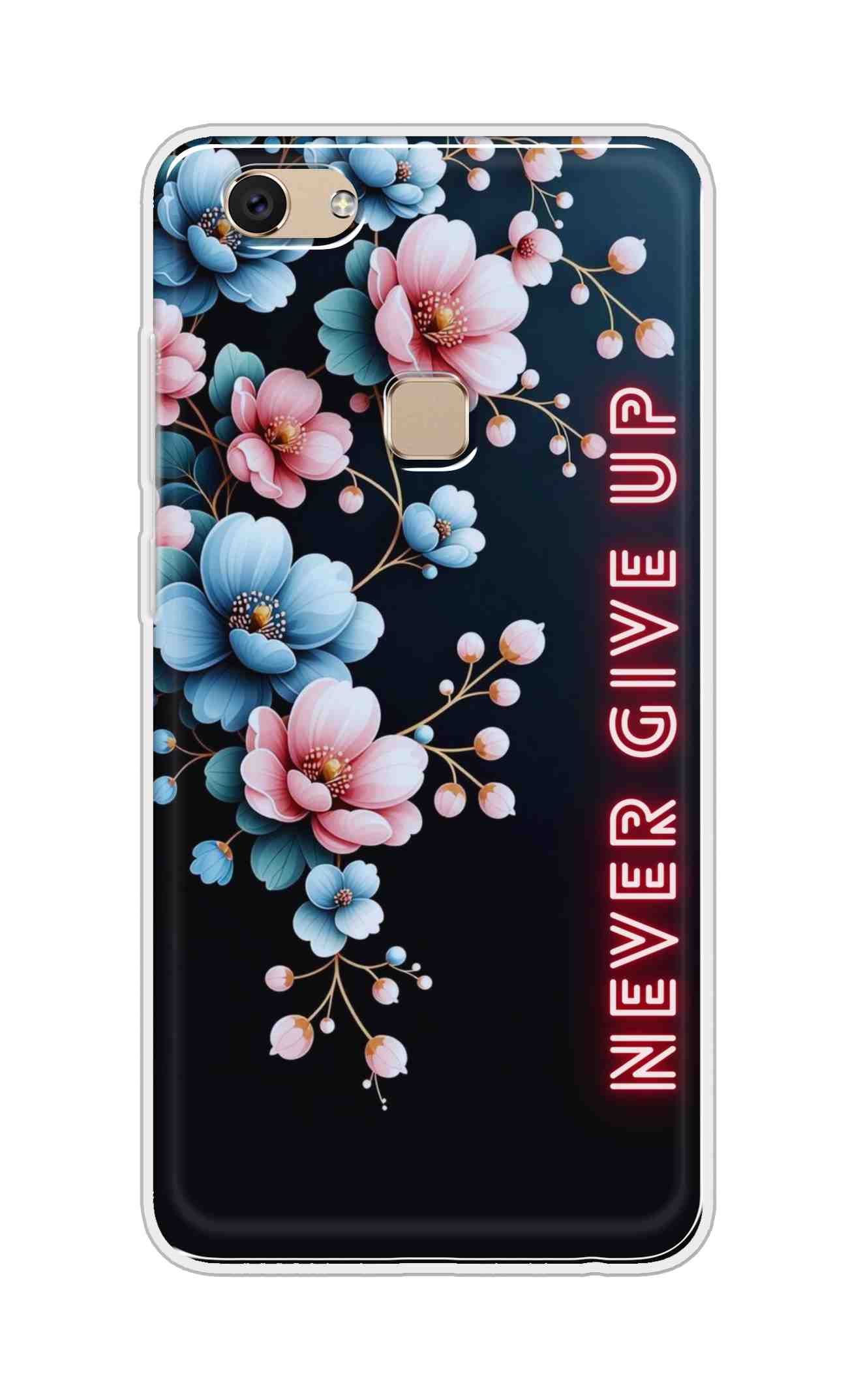 Coberta Back Cover For Vivo Y7 Back Cover Stylish Case - Never Give Up with Flowers Design D16500