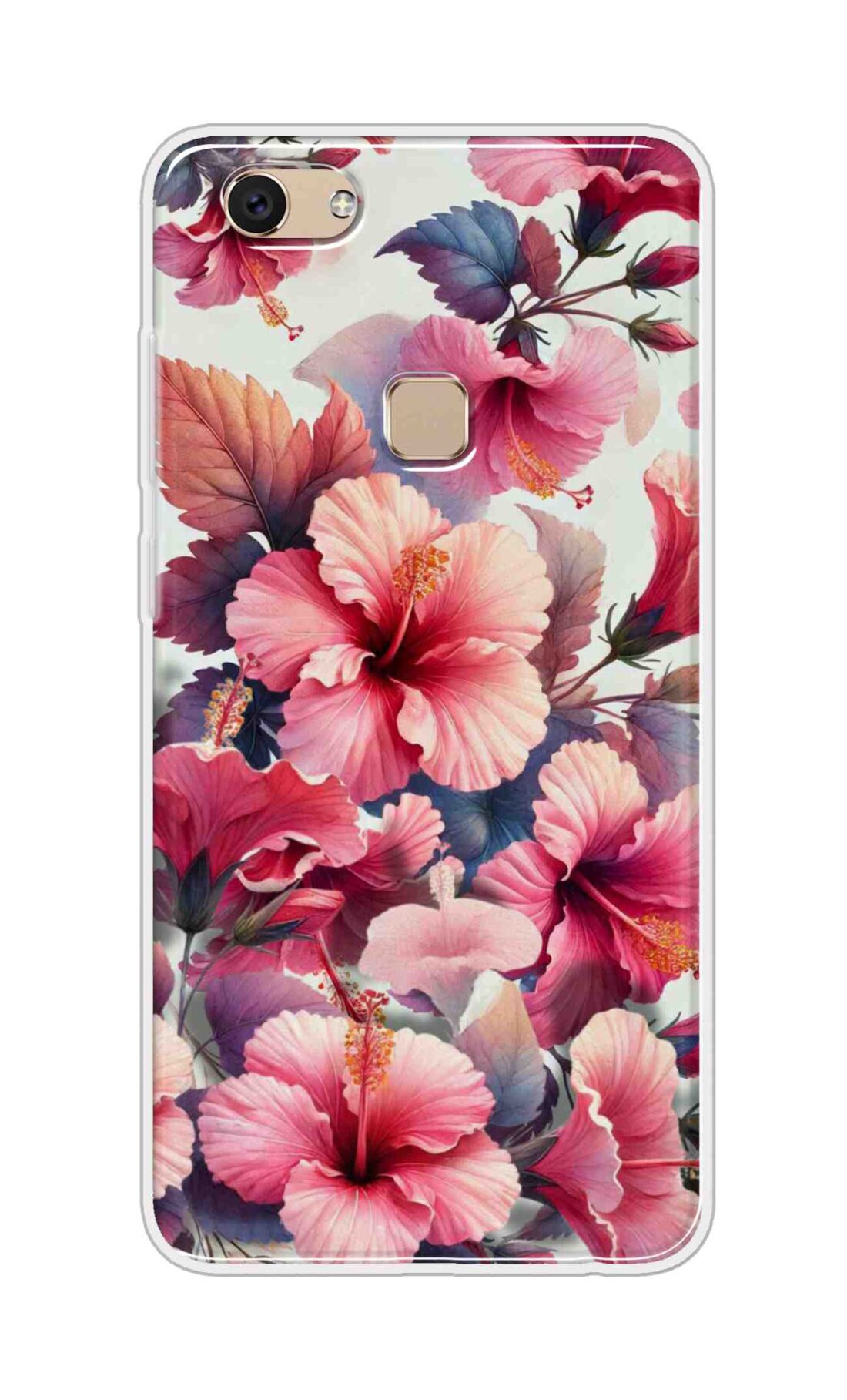 Coberta Back Cover For Vivo Y7 Back Cover Stylish Case - Pink Leaves and Flowers Design D16525