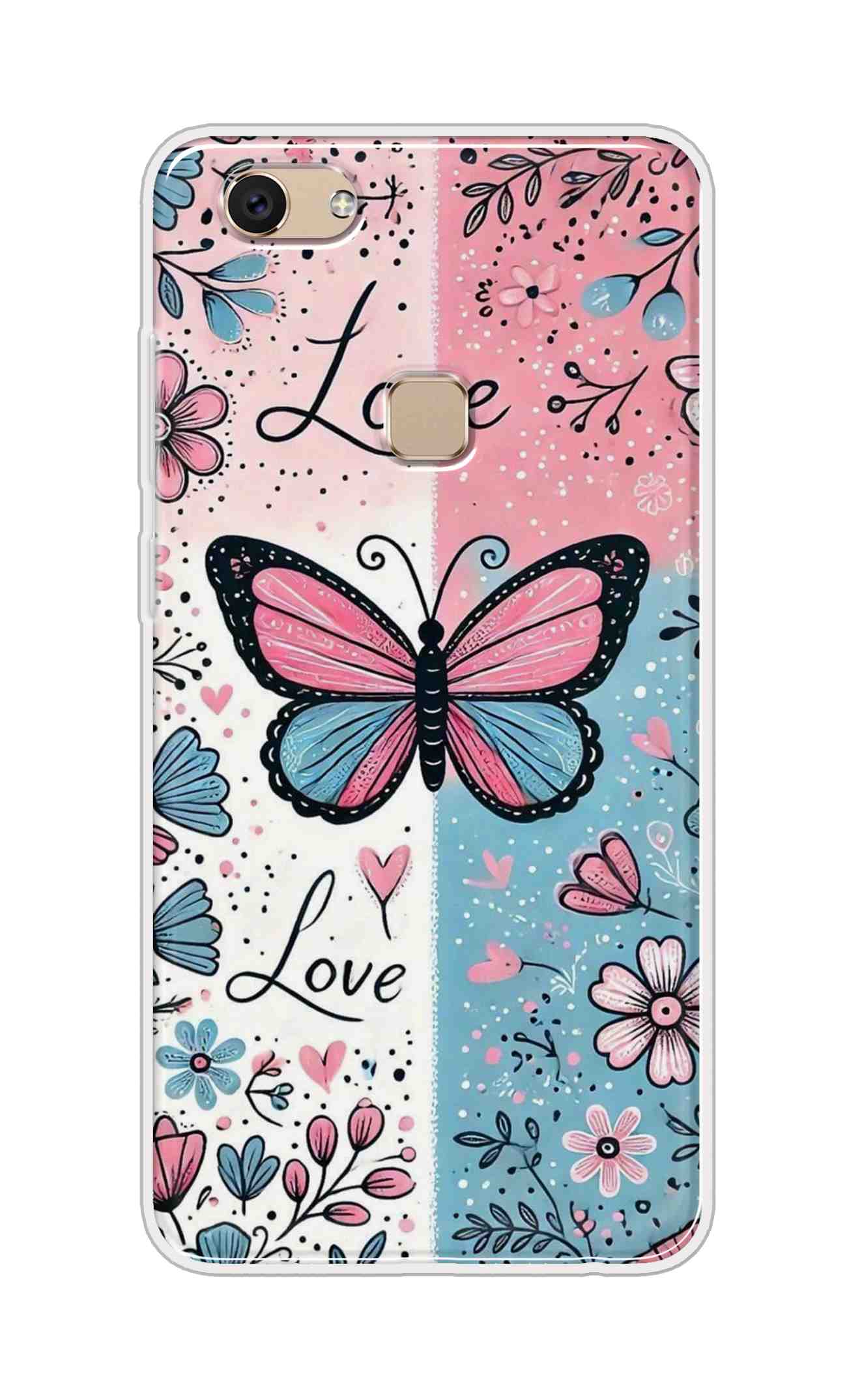 Coberta Back Cover For Vivo Y7 Back Cover Stylish Case - Butterfly and Love Text Design D16526