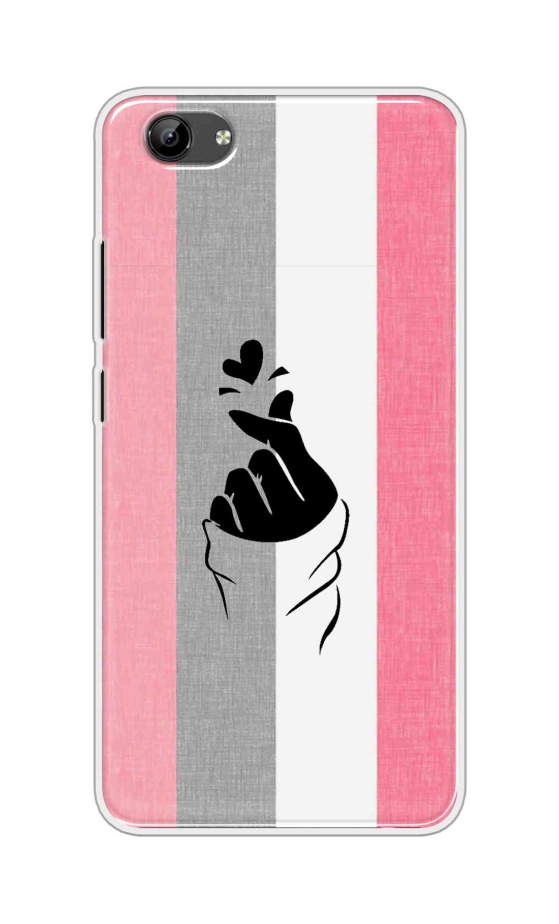 Coberta Back Cover For Vivo Y71i Back Cover Stylish Case - Pink and Grey Korean Heart Design D11894