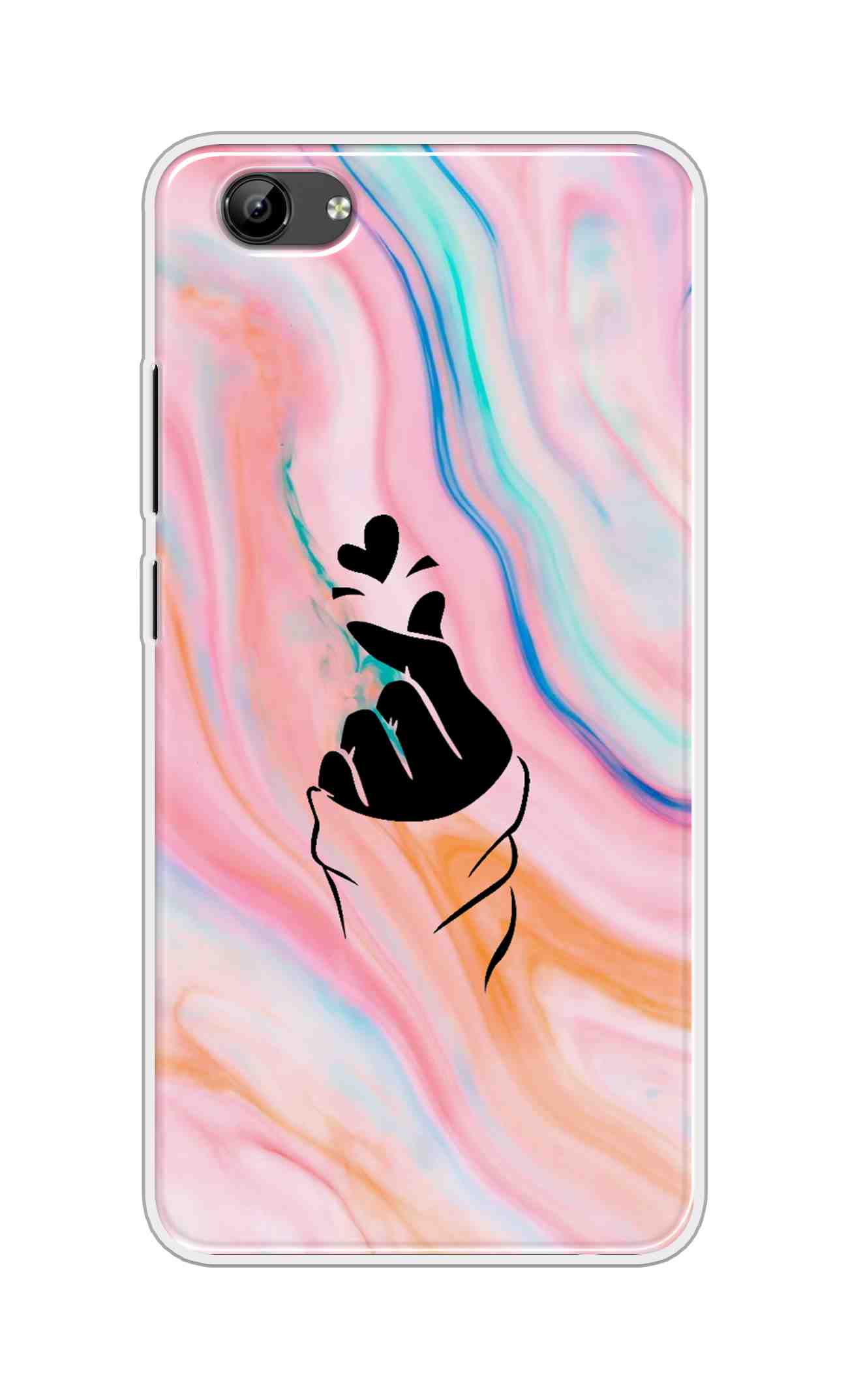 Coberta Back Cover For Vivo Y71i Back Cover Stylish Case - Korean Heart on Pink Multicolour Design D11896