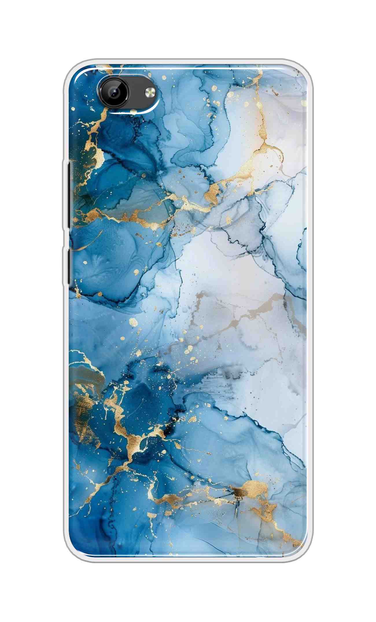 Coberta Back Cover For Vivo Y71i Back Cover Stylish Case - Light Blue and Golden Marble Design D16481