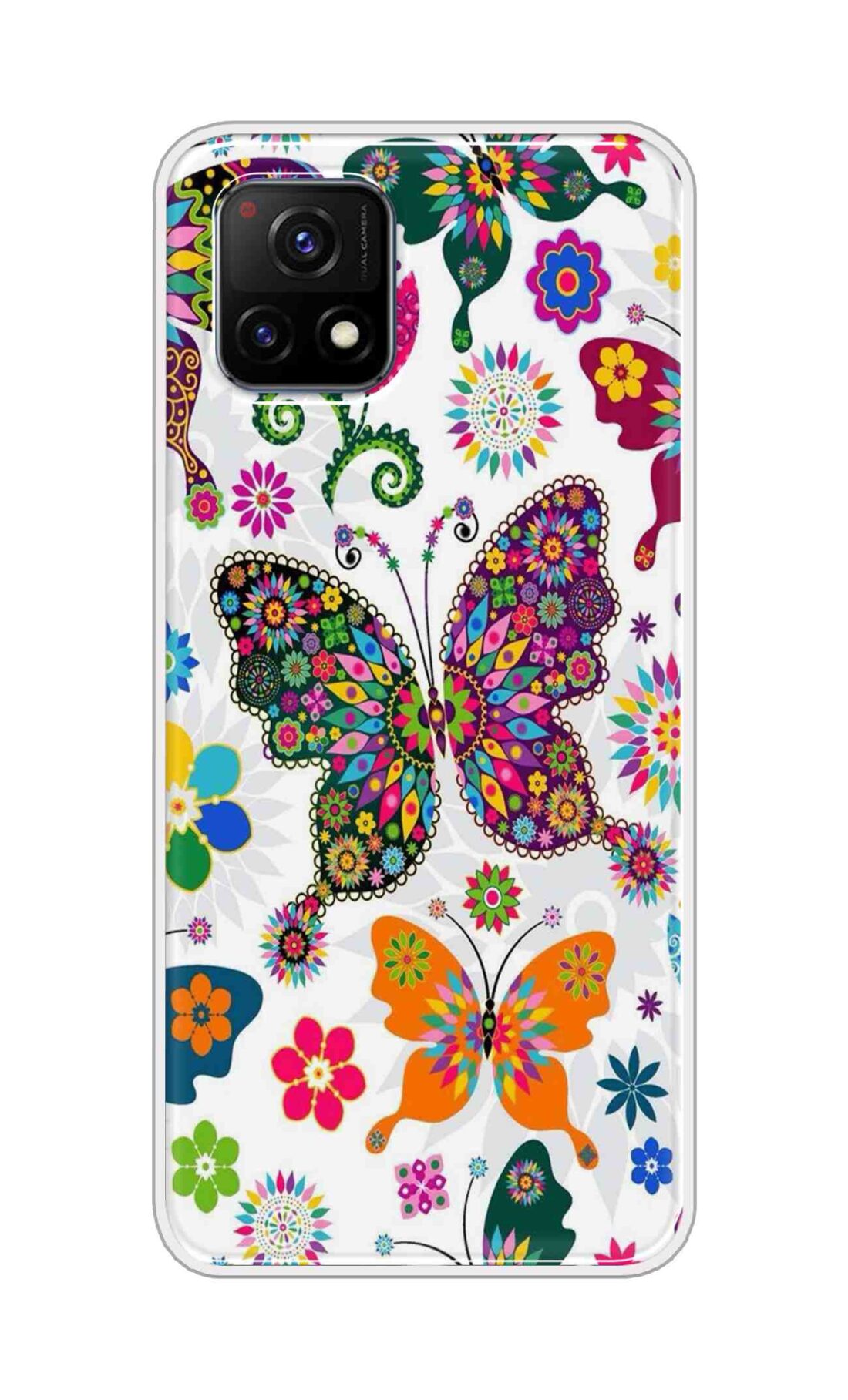 Coberta Back Cover For Vivo Y72 5G Back Cover Stylish Case - Colourful Butterflyes Design D11038