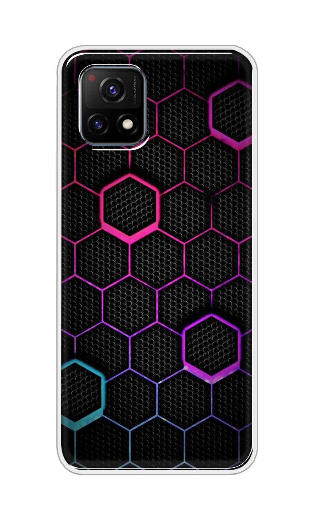 Coberta Back Cover For Vivo Y72 5G Back Cover Stylish Case - Multicolour Hexogan Pattern Design D16451